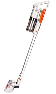 TurboTronic by Z-Line Akku-Hand-und Stielstaubsauger 2in1 Handstaubsauger in silber/orange, 120 W, beutellos, beutelloser Akku-Staubsauger, kabellos mit Wandhalterung und LED-Licht