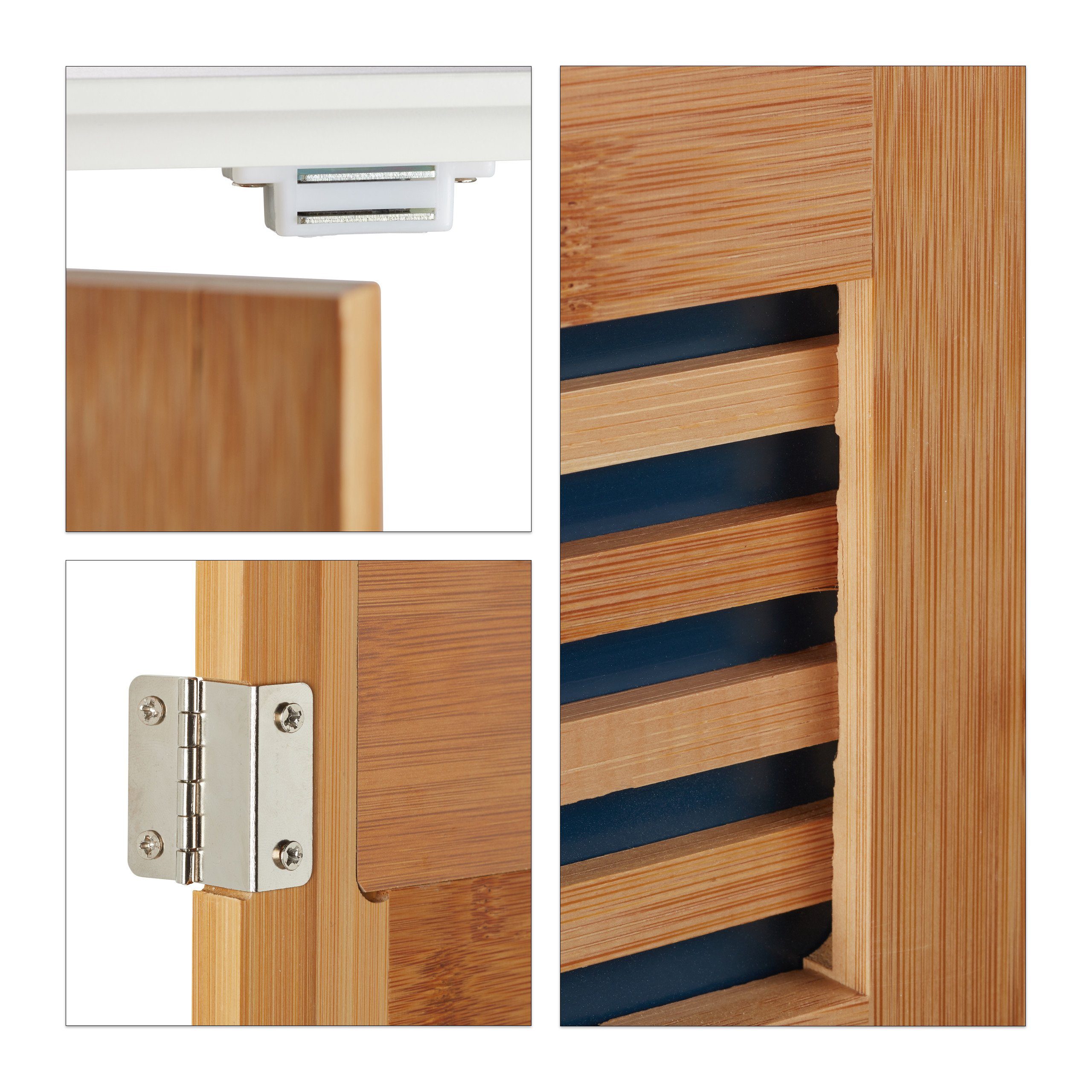 relaxdays Waschbeckenunterschrank mit Bambustüren (1-St) – Bild 4 von 5