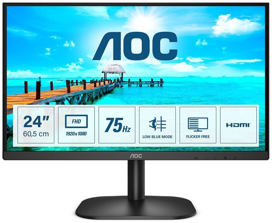 AOC AOC 24B2XHM2 TFT-Monitor (1.920 x 1.080 Pixel (16:9), 4 ms Reaktionszeit, 75 Hz, VA Panel)