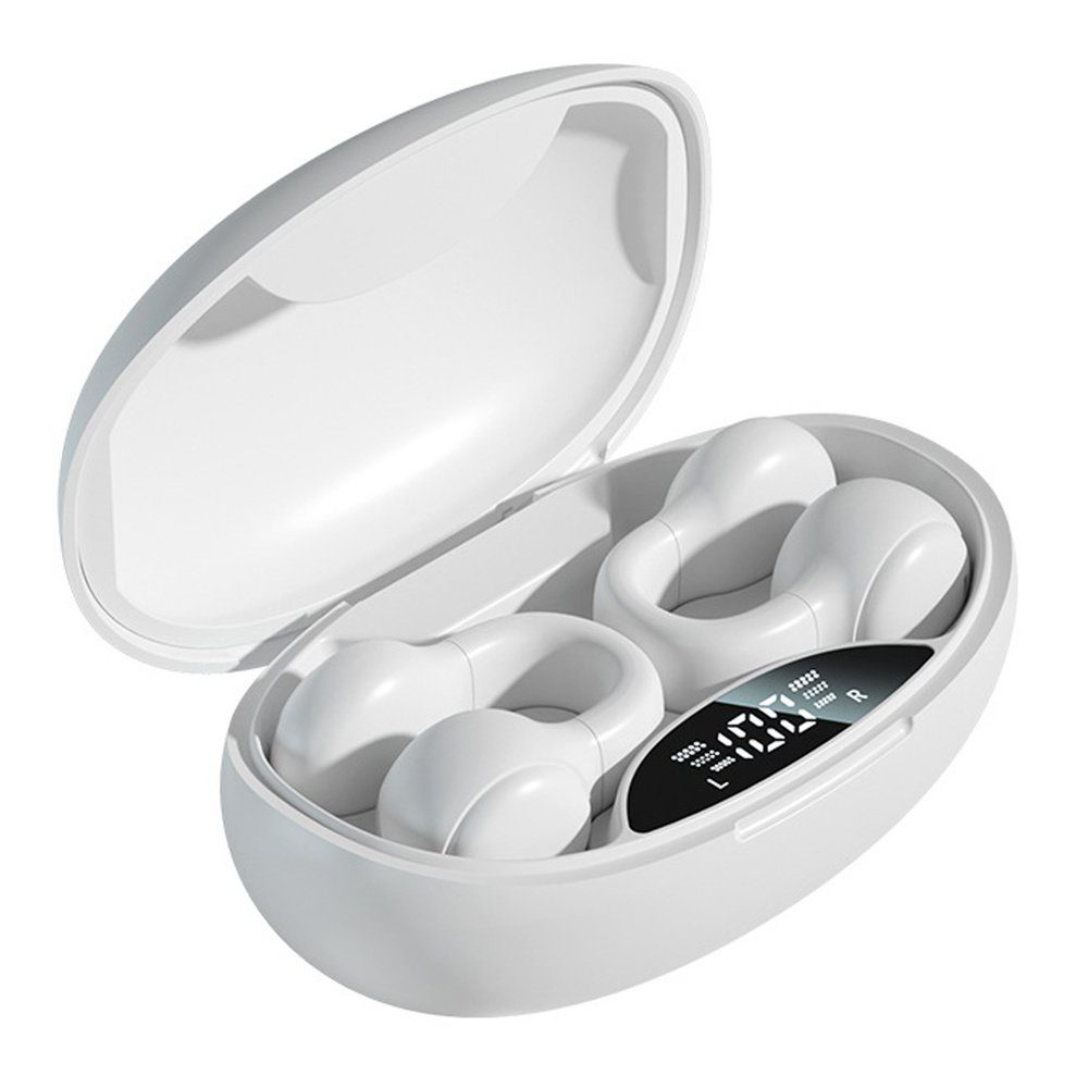 Devenirriche Drahtlose Bluetooth-Ohrhörer,Ohrclip-Knochenleitungskopfhörer Weiss Bluetooth-Kopfhörer
