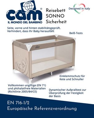 Cam il mondo del bambino Baby-Reisebett CAM Reisebett SONNO - inkl. Tragetasche & Reisebettmatratze, Made in Italien, inkl. Matratze