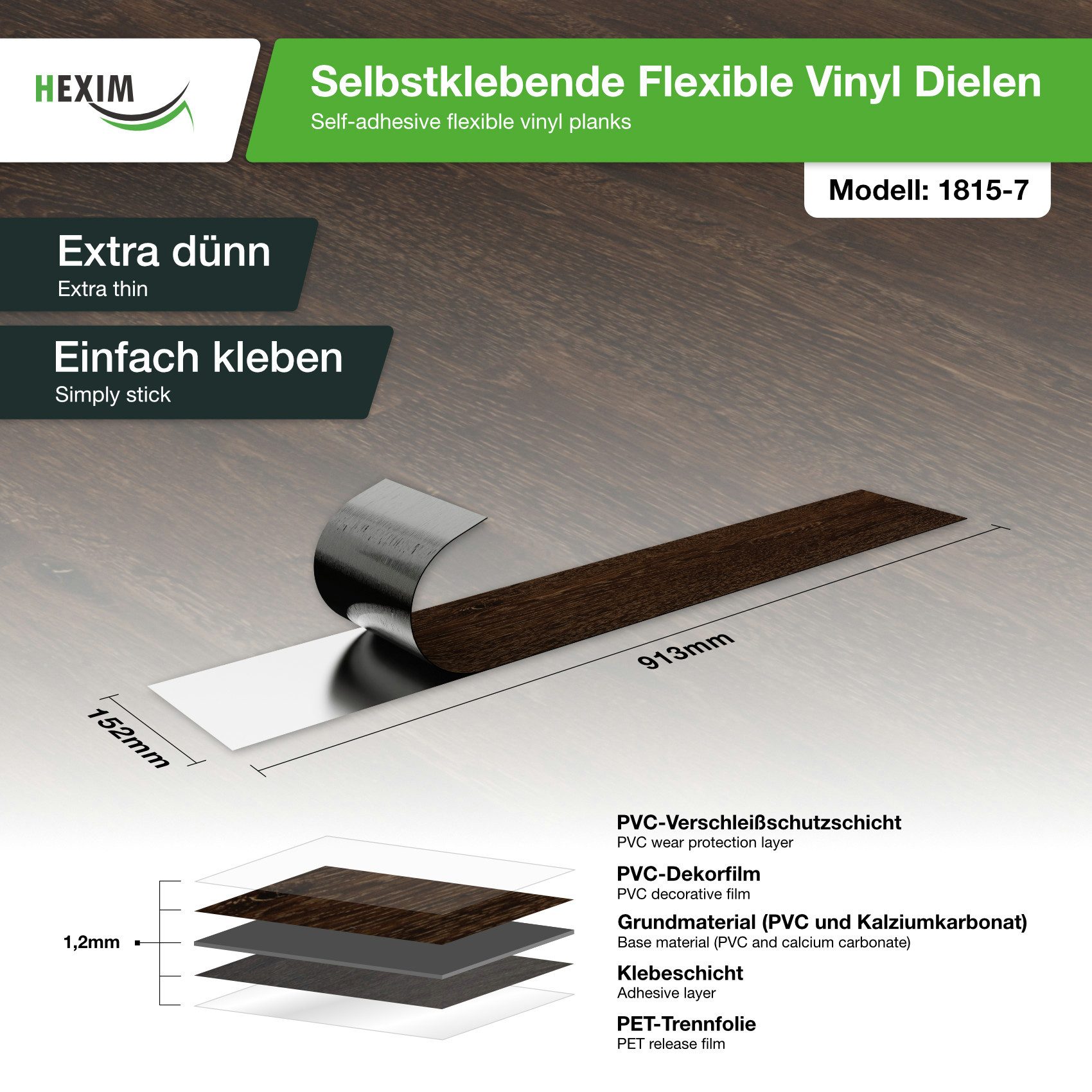 Hexim Vinylboden, Vinyldielen 0,97m² selbstklebend PVC Wandverkleidung Bode günstig online kaufen