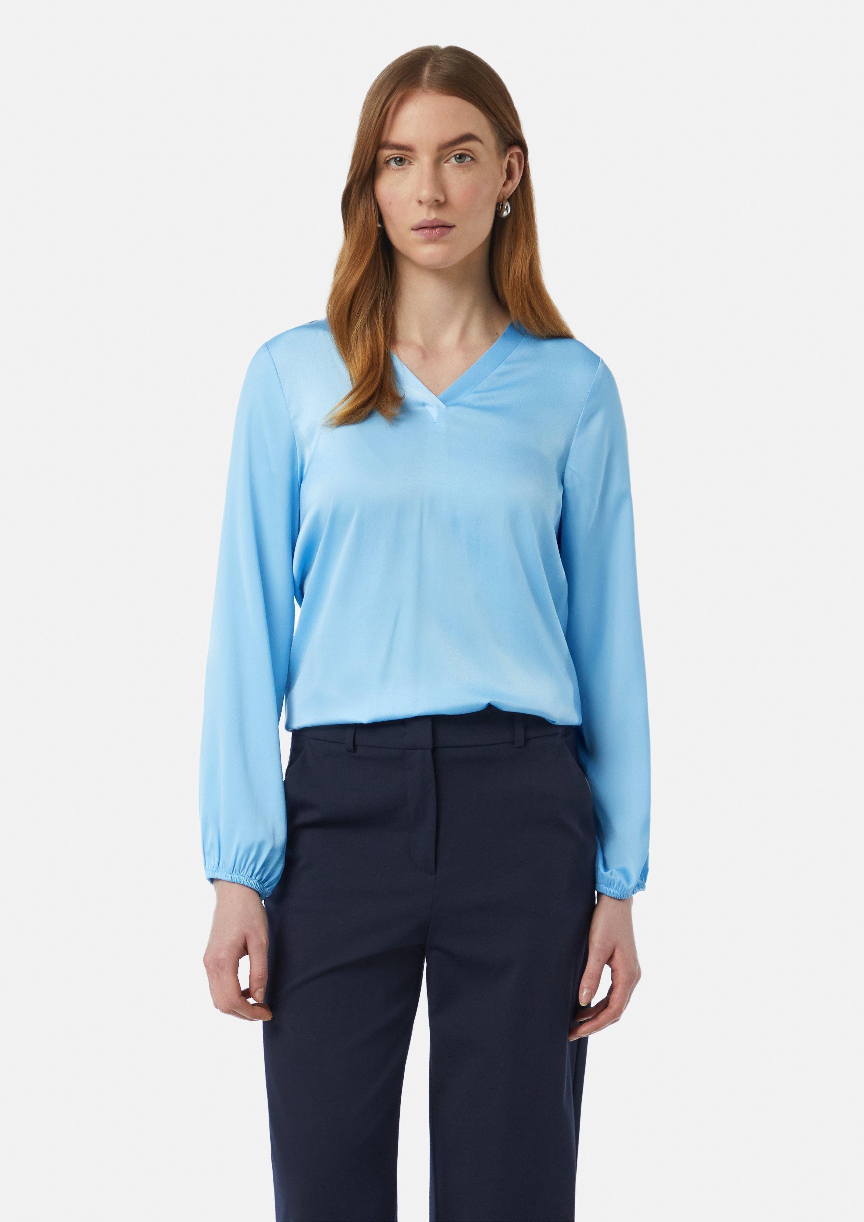 Comma Langarmbluse Satin-Bluse mit V-Ausschnitt und günstig online kaufen