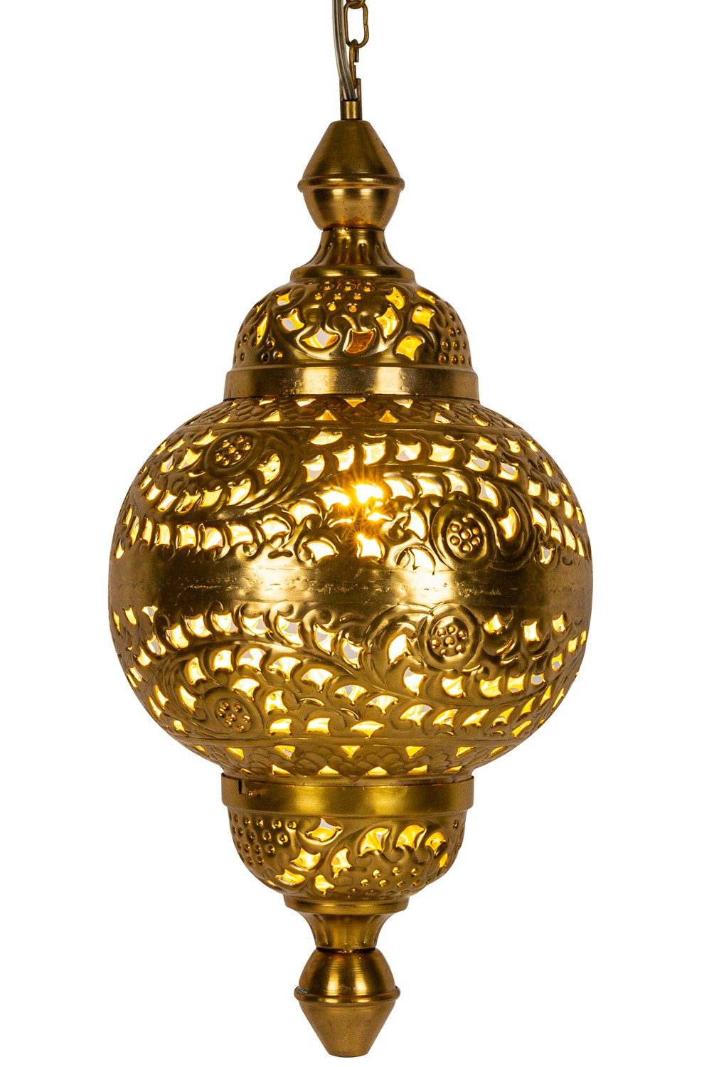 Marrakesch Orient & Mediterran Interior Pendelleuchte Orientalische Hängeleuchte Fahda handgemacht aus Metall in Gold 50 cm, Handarbeit