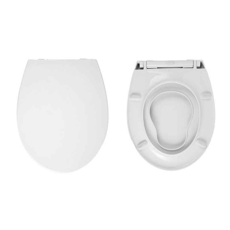 EMKE WC-Sitz Toilettendeckel mit Absenkautomatik, WC Sitz Toilettensitz, Quick-Release Funktion Weiß Klodeckel O Form Belastbarkeit von 150kg