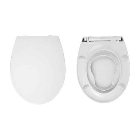 EMKE WC-Sitz Toilettendeckel mit Absenkautomatik, WC Sitz Toilettensitz, Quick-Release Funktion Weiß Klodeckel O Form Belastbarkeit von 150kg