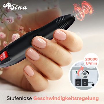 Sina Beauty-Multigerät Elektrische Nagelfeile, Elektrische Nagelfräser, inkl. 6tlg. Bit, Sina DR-298 grau (028 G), Stufenlos regulierbar