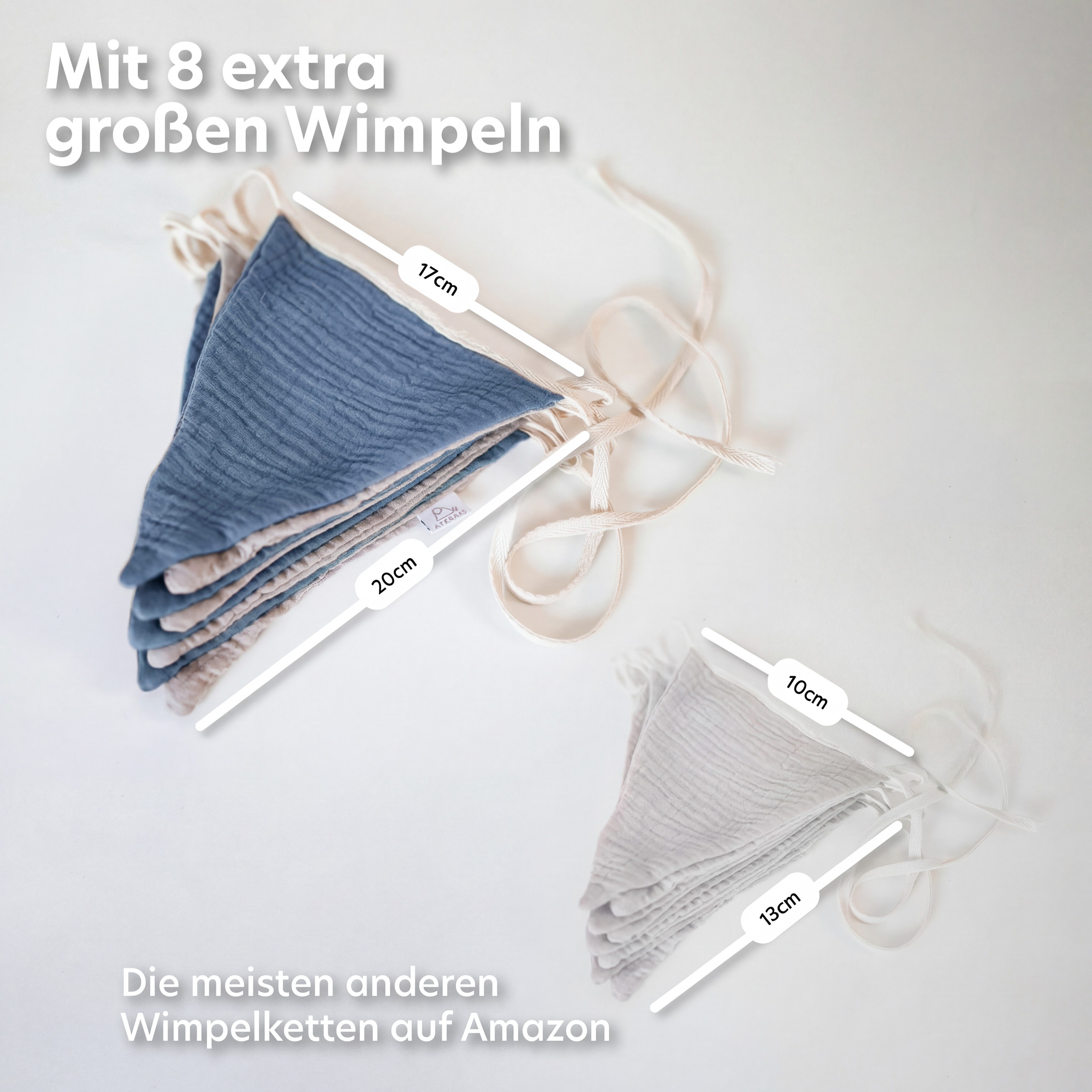 lilimaus Wimpelkette Sternenkette für Kinderzimmer - handgenähte Stoff-Girlande, handgefertigte Stoff-Girlande ca. 300 cm - Wimpel oder Sterne – Bild 4 von 5