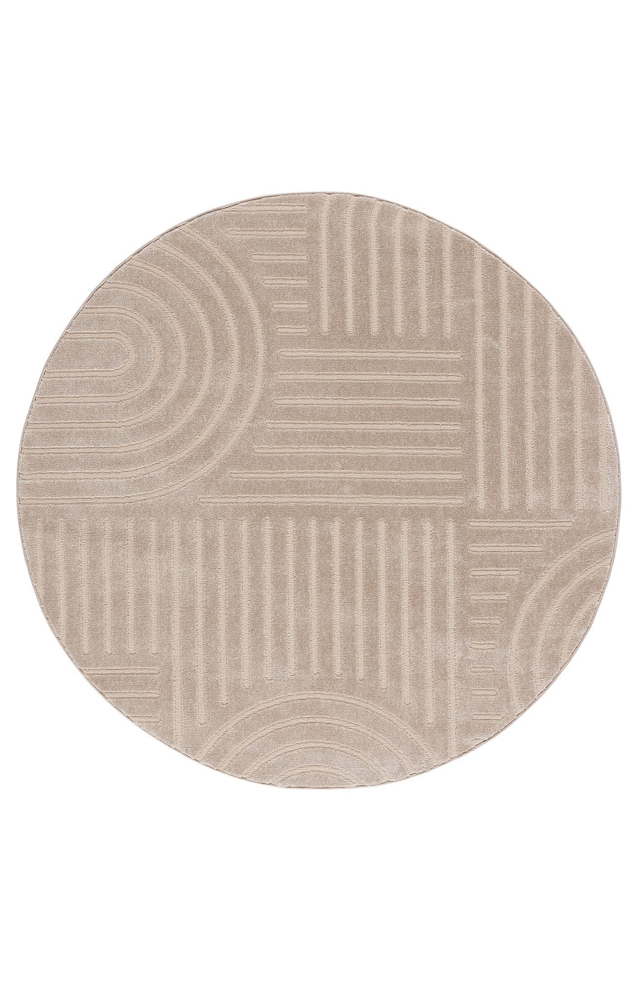 Tesso Living Designteppich LOUIS, Teppich Wohnzimmer, Skandi Design, Zenn, rund, moderner Wohnzimmerteppich, 3-D, schlichte Farben