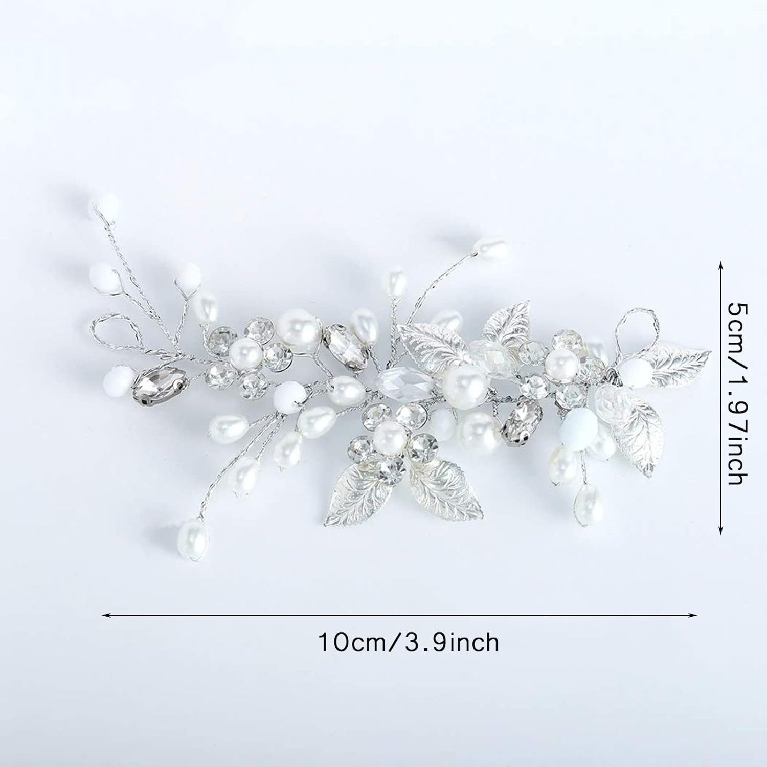 Coonoor Haarspange Silberhochzeit Kristall Haar Reben Blume Blatt Kopfschmuck, Hochzeit Haarschmuck für die Braut