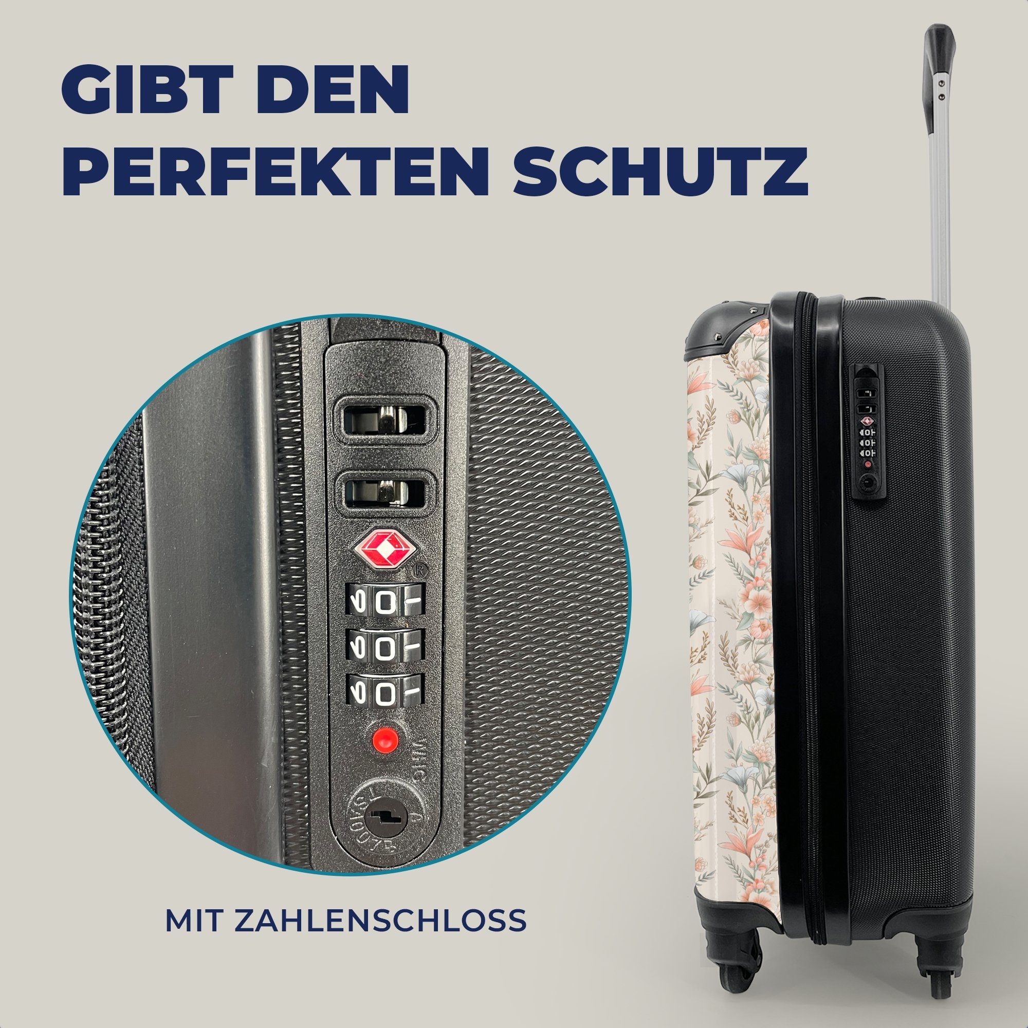 Pastell Ferien, Handgepäck Rollen, für Trolley, Reisetasche mit MuchoWow Farben, Reisekoffer Handgepäckkoffer - 4 rollen, Blumen -