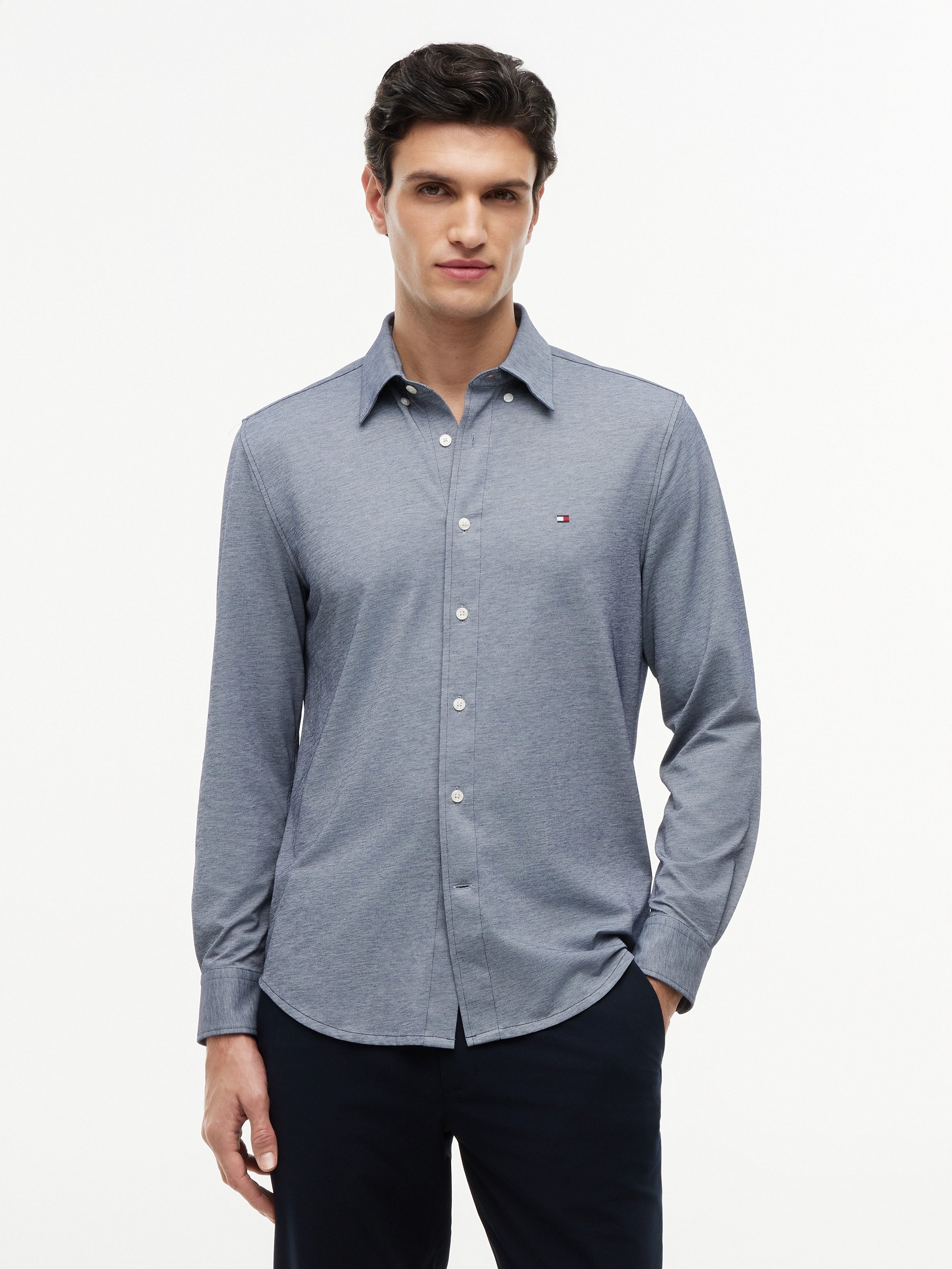 Tommy Hilfiger Langarmhemd PERFORMANCE PIQUE OXFORD Regular Fit Peformance Pique Oxford Casual