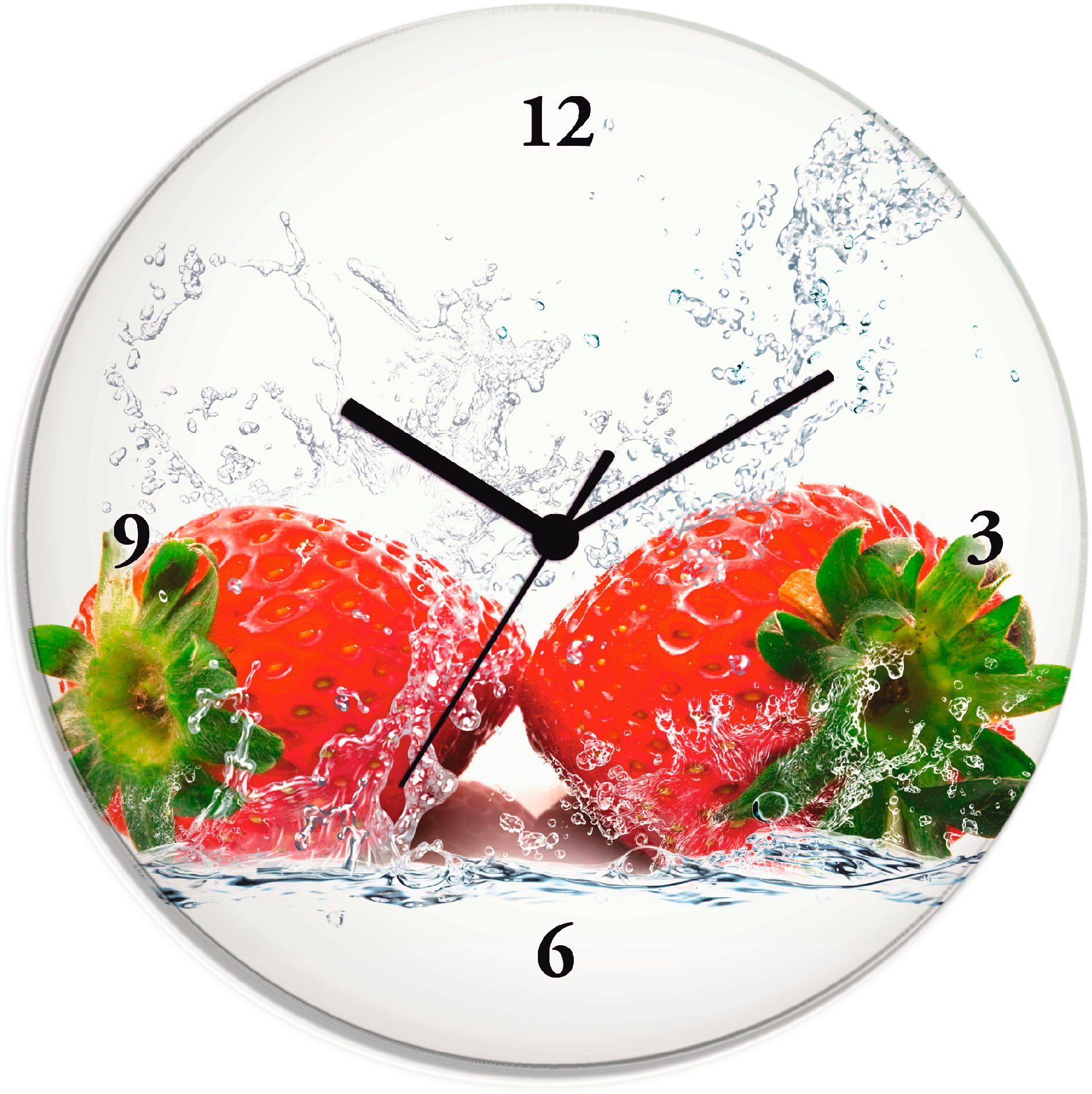 Artland Wanduhr Erdbeeren mit Spritzwasser (wahlweise mit Quarz- oder Funkuhrwerk, lautlos ohne Tickgeräusche)