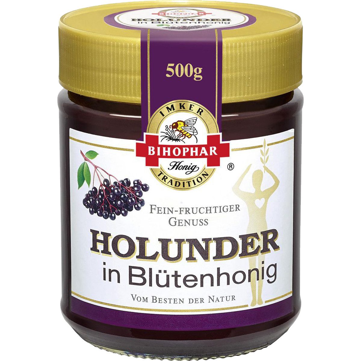 BIHOPHAR Honig, Bihophar Holunder in Blütenhonig fein fruchtiger Genuss 500g