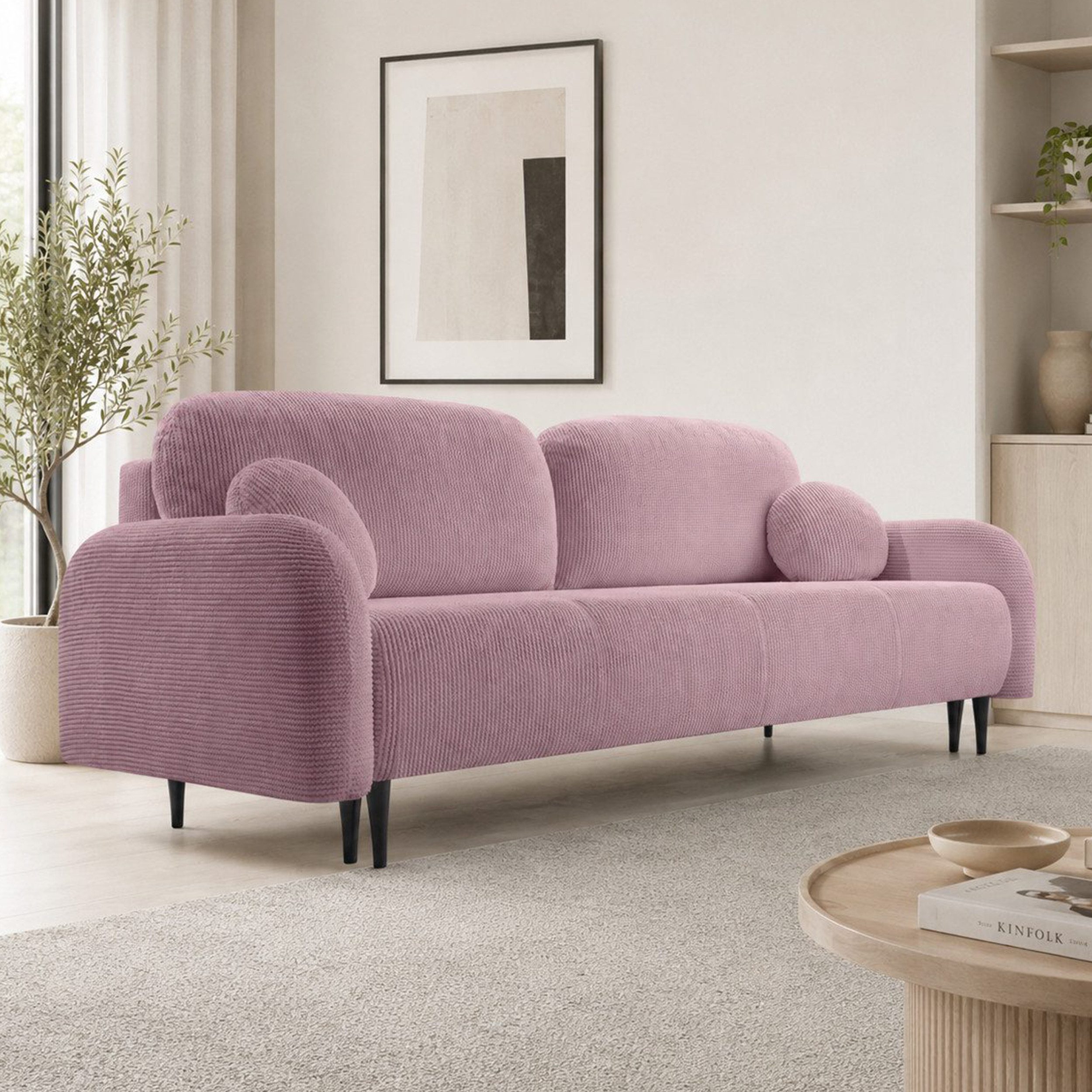 Goldstoff Sofa Beige, Blau mit Schlaffunktion - Modernes Wohnzimmer 2-Sitzer, Gemütliche Wohnzimmer Couch mit Stauraum und flexiblem Bett 1 Teile, Komfortable Couch mit Bettfunktion - Ideal für Gäste & Alltag