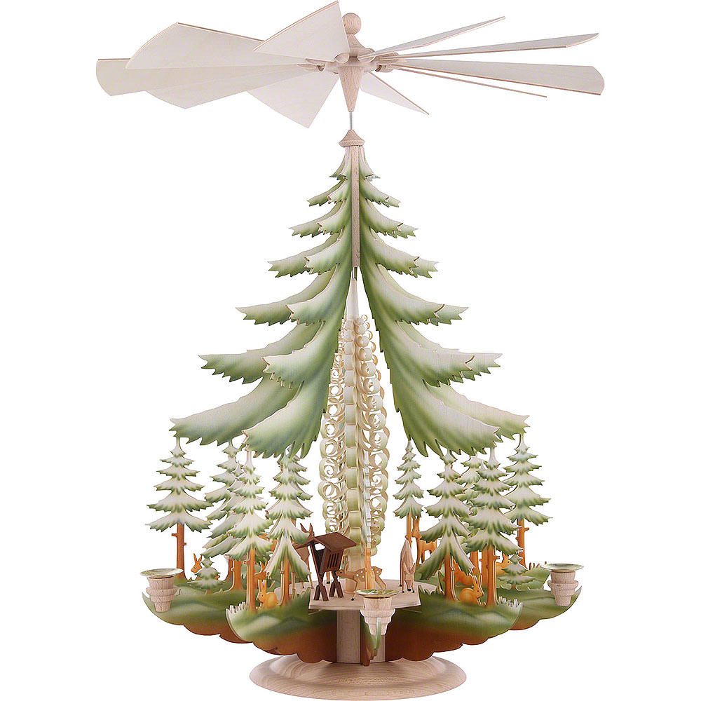 Kunstgewebe Taulin Weihnachtspyramide 1-stöckige Pyramide mit geschnitzten Rehen, farbig (62x42cm) von Kunst