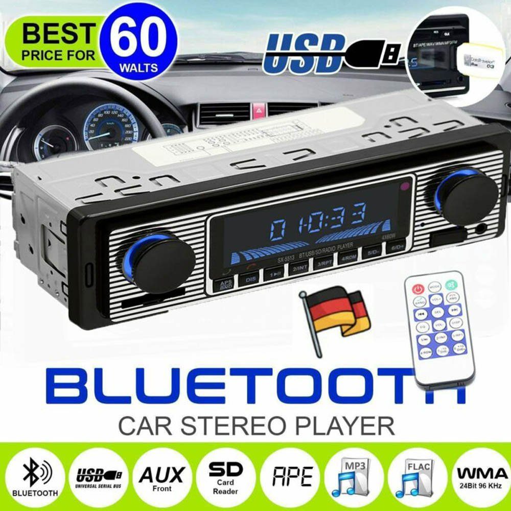 BlingBin Retro Autoradio + Bluetooth Freisprech-einrichtung USB SD AUX MP3  Autoradio