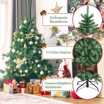 COSTWAY Künstlicher Weihnachtsbaum, 515 Zweige, klappbarer Metallständer