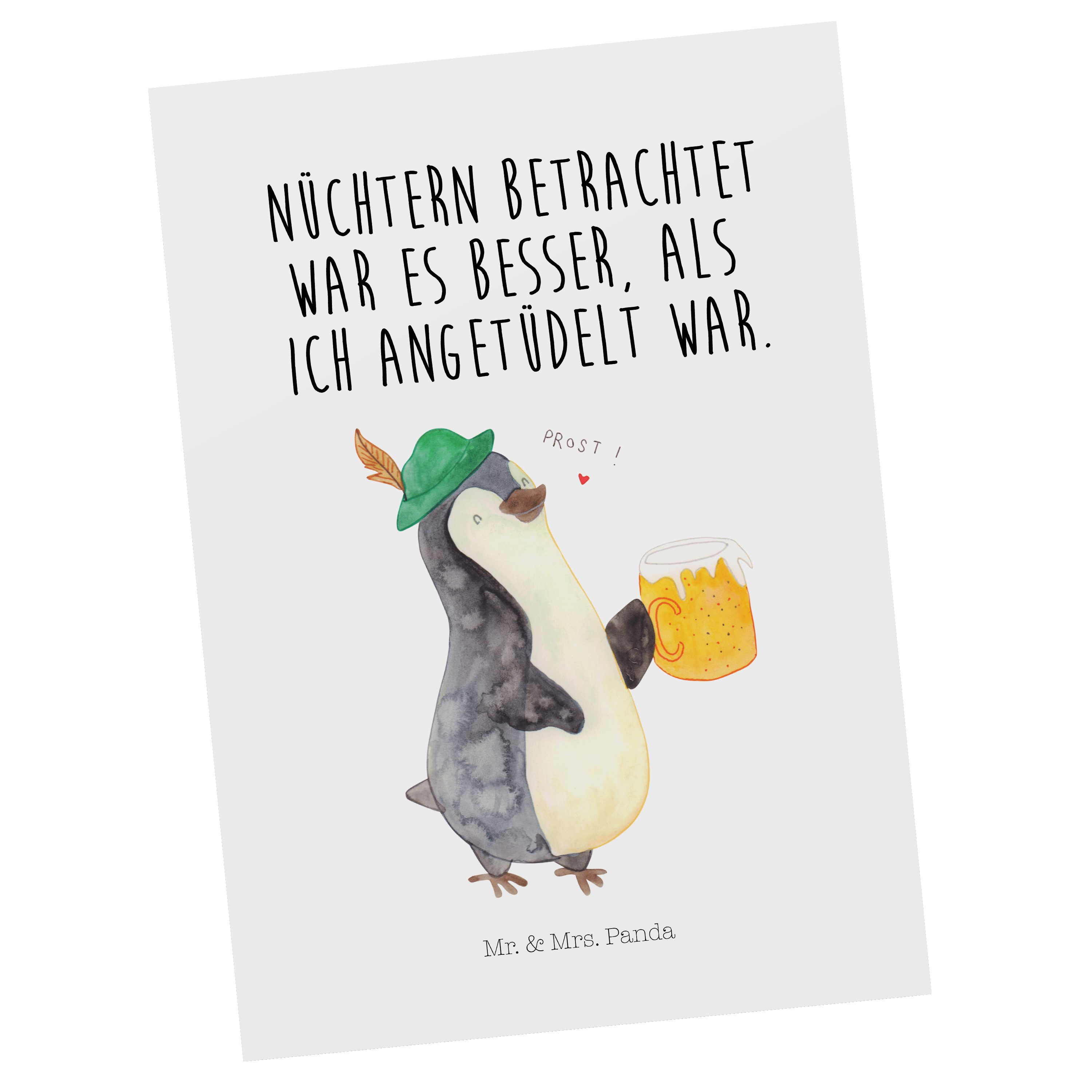 Mr. & Mrs. Panda Postkarte Pinguin Bier - Weiß - Geschenk, Grußkarte, Feierabend, Pinguine, Okto