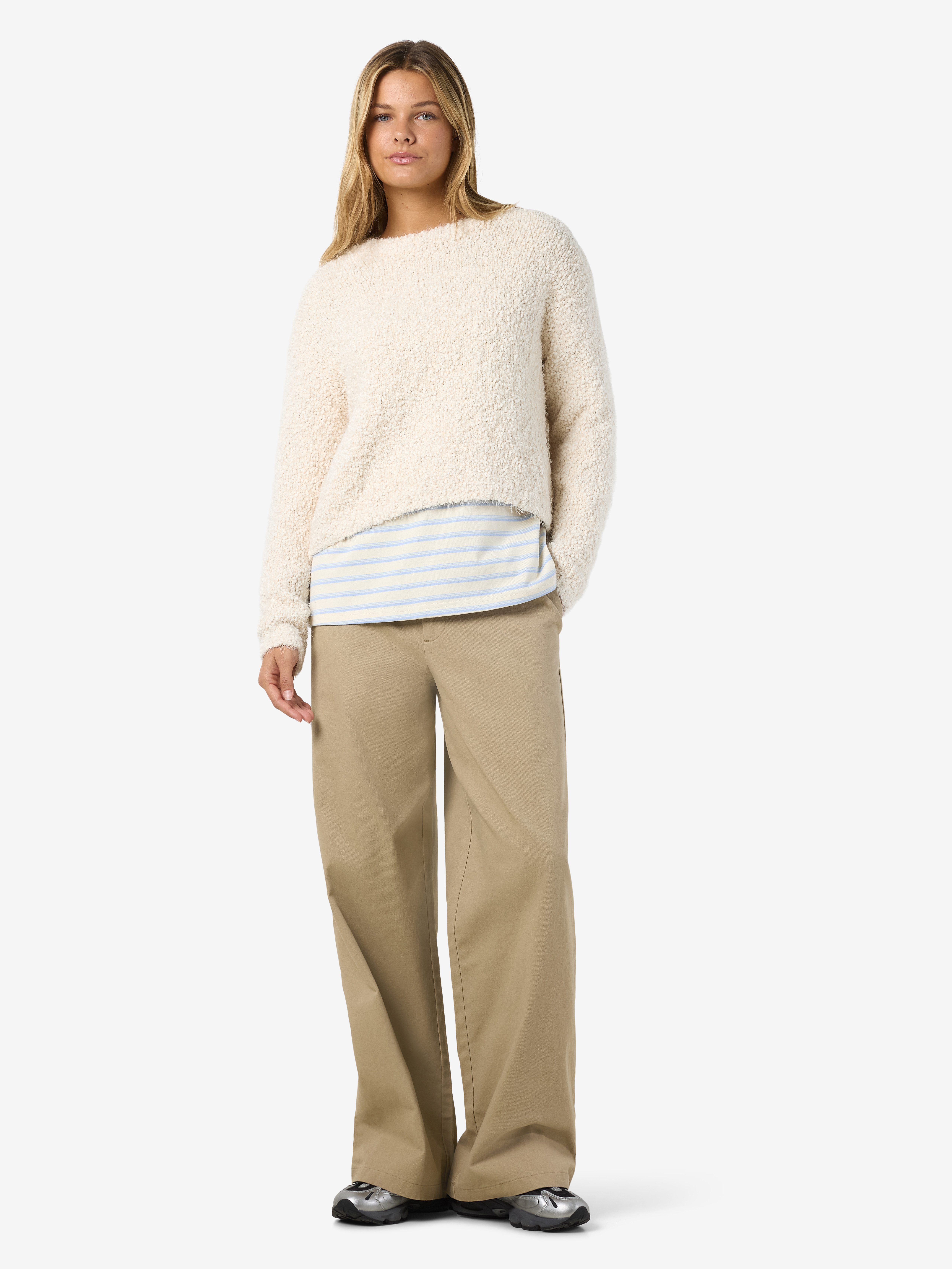 Noisy may Rundhalspullover NMSASSY L/S O-NECK KNIT NOOS Materialmix, relaxed fit