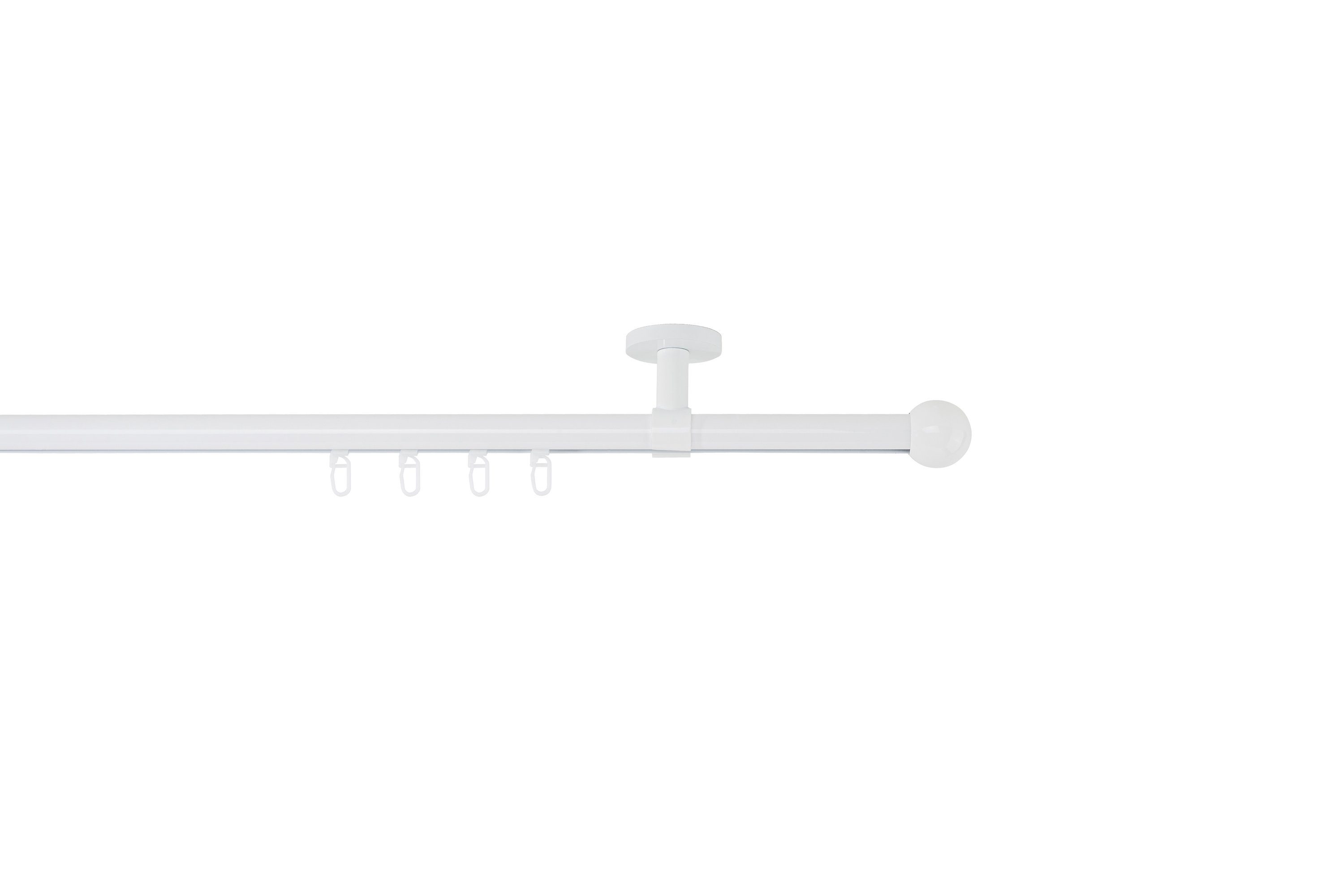 Gardinenstange Profil Deckenabstand 4cm Ball, ondeco, Ø 20 mm, 1-läufig- läufig, Maßanfertigung, Bohren, verschraubt