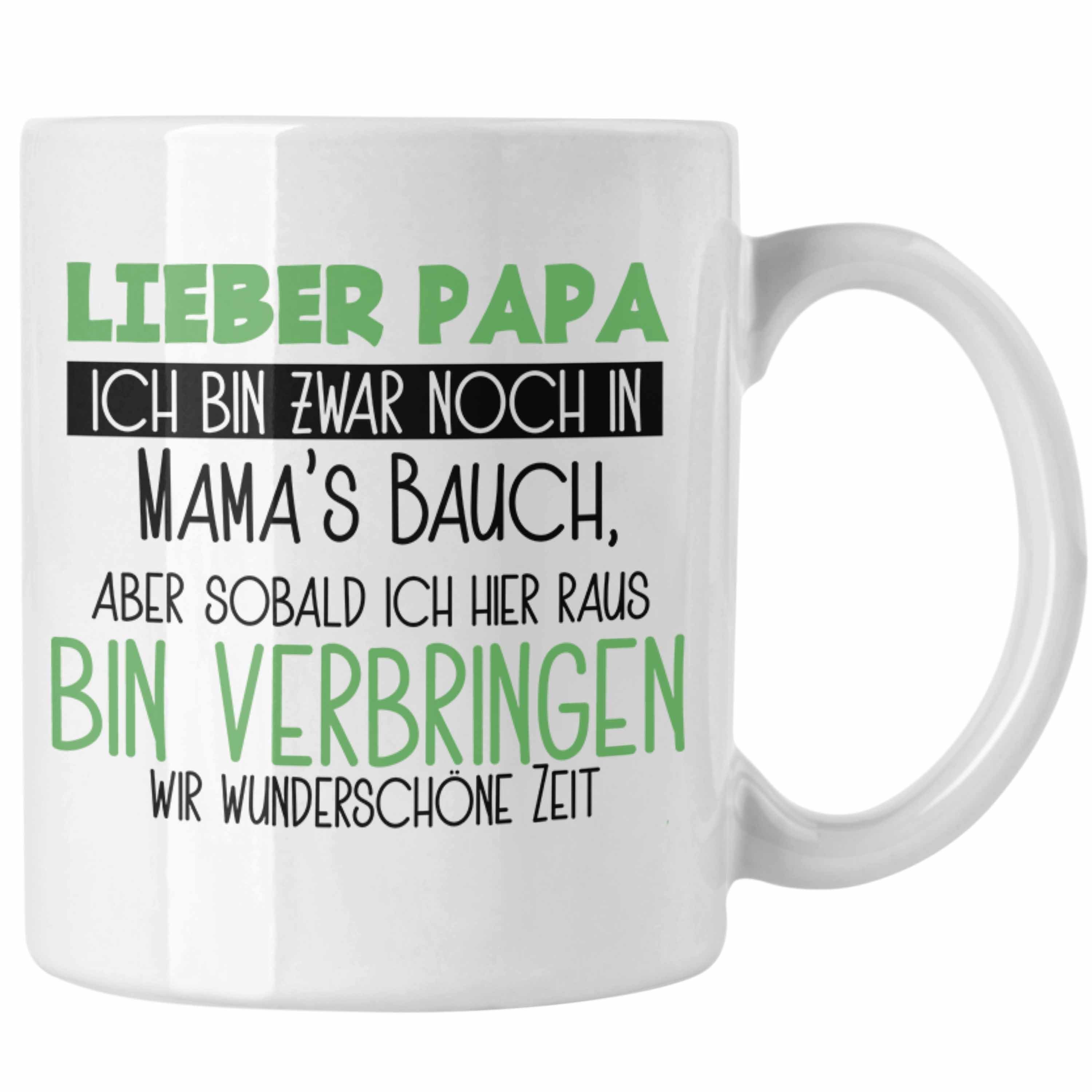 Trendation Tasse Schwangerschaft Tasse Geschenk für Papa Sohn Tochter Schwangerschafts Weiss