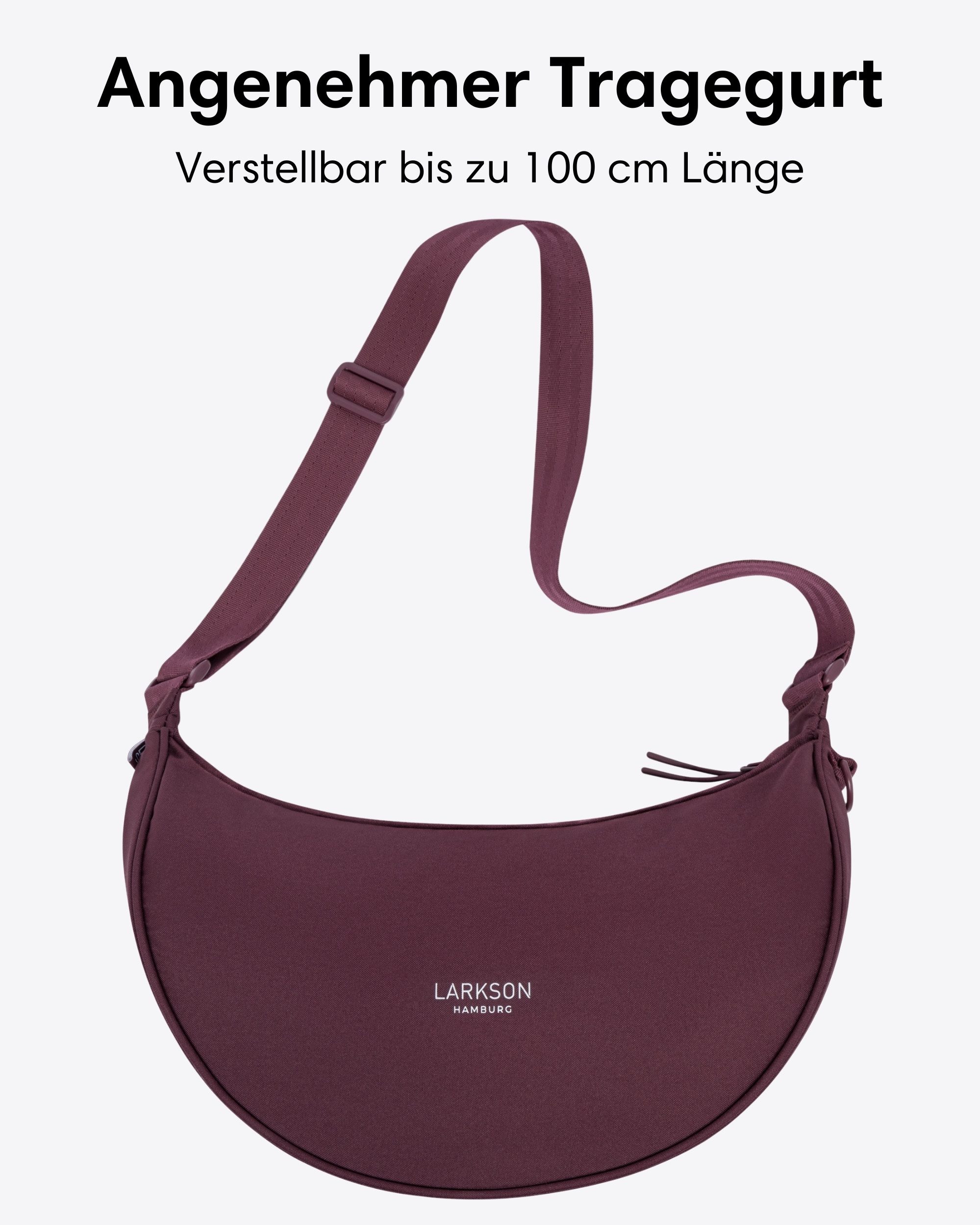 LARKSON Umhängetasche Solveig Medium Halbmondtasche für Damen und Herren, Stylische Crossbody Bag in Halbmond Form