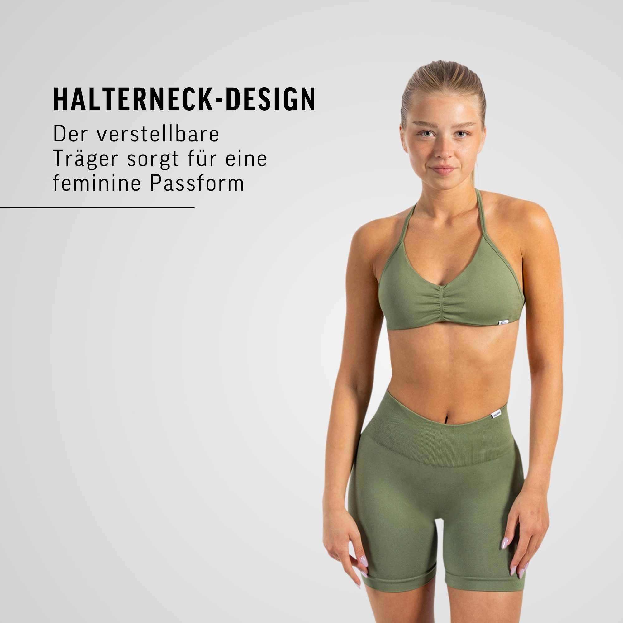Smilodox Sport-BH Esta, Neckholder Bra, Ringverschluss, Geraffte Front ohne Bügel Geraffte Front, leichte Aktivitäten mit Komfort Yoga Freizeit Studio
