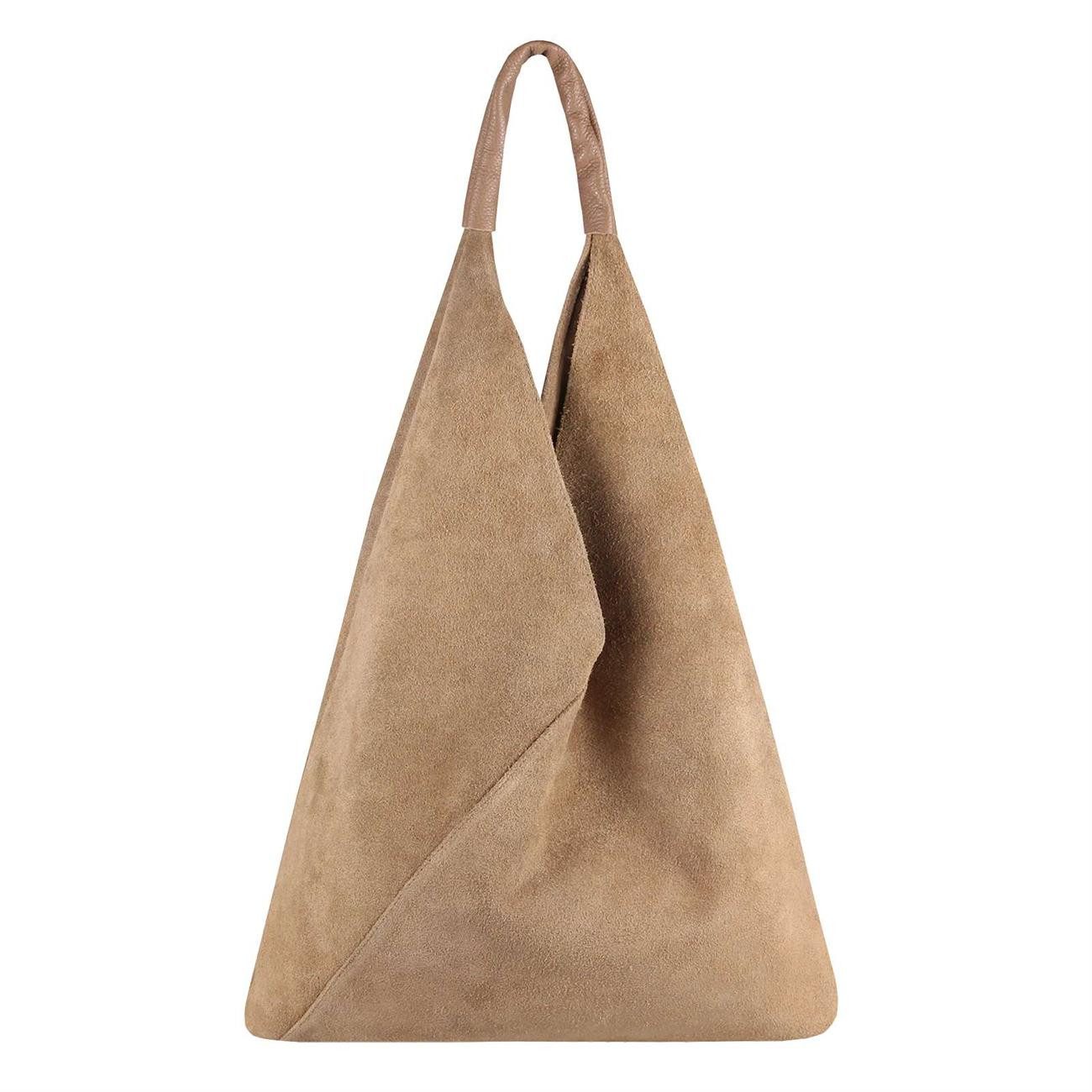 ITALYSHOP24 Schultertasche Made in Italy Damen XXL Leder Wildleder Tasche S günstig online kaufen