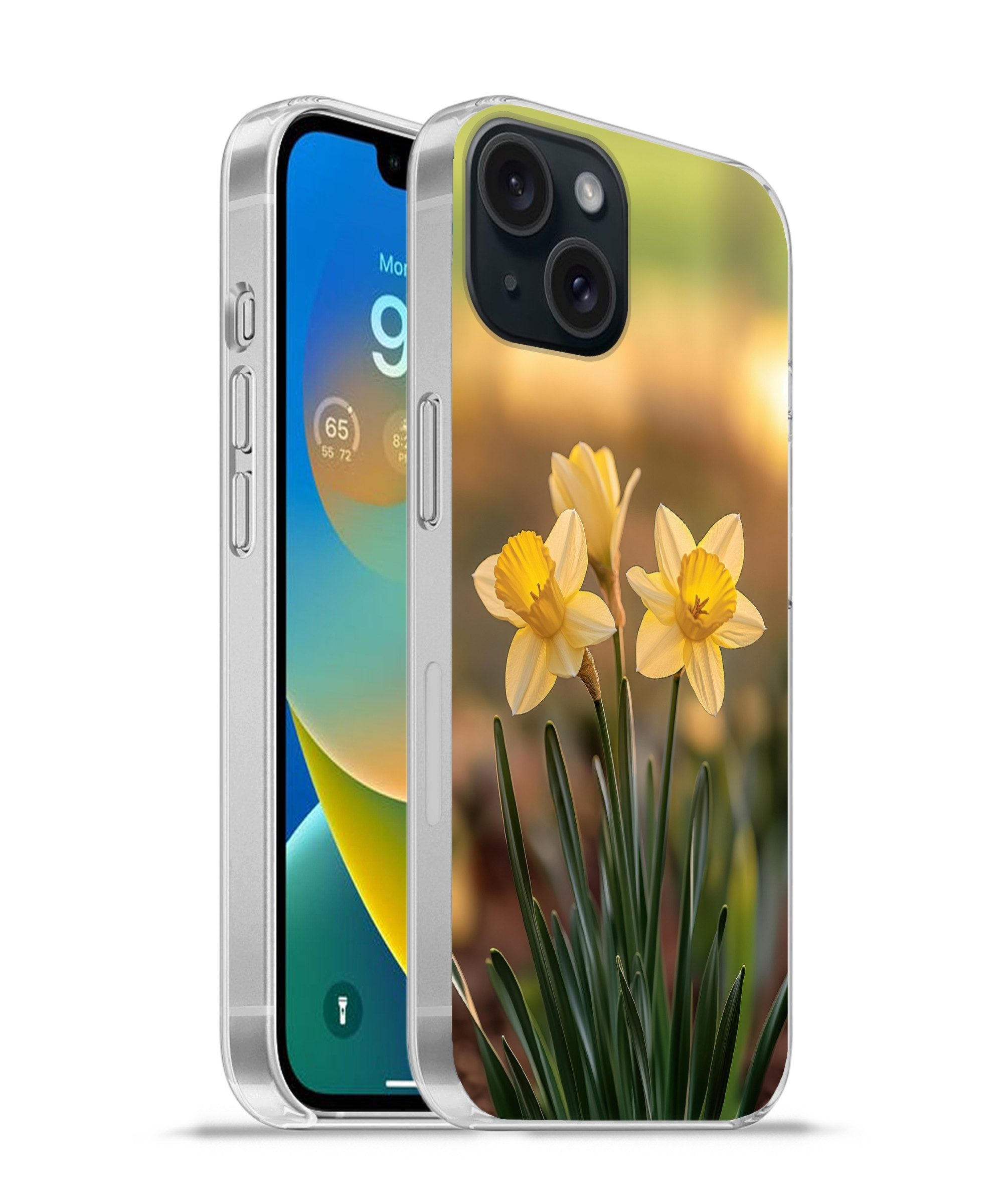 MuchoWow Handyhülle für Apple iPhone 15 Blumen - Gelb - Unscharf, Smartphone-Bumper, Print, Handy Schutzhülle Dünn