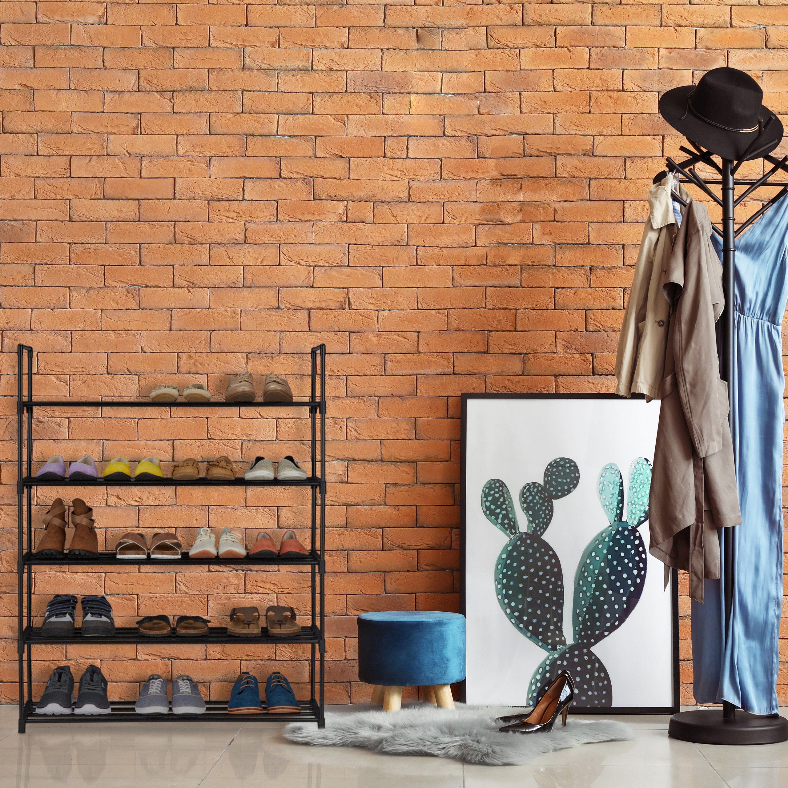 relaxdays Schuhregal Schwarzes Schuhregal aus Metall, 5 günstig online kaufen