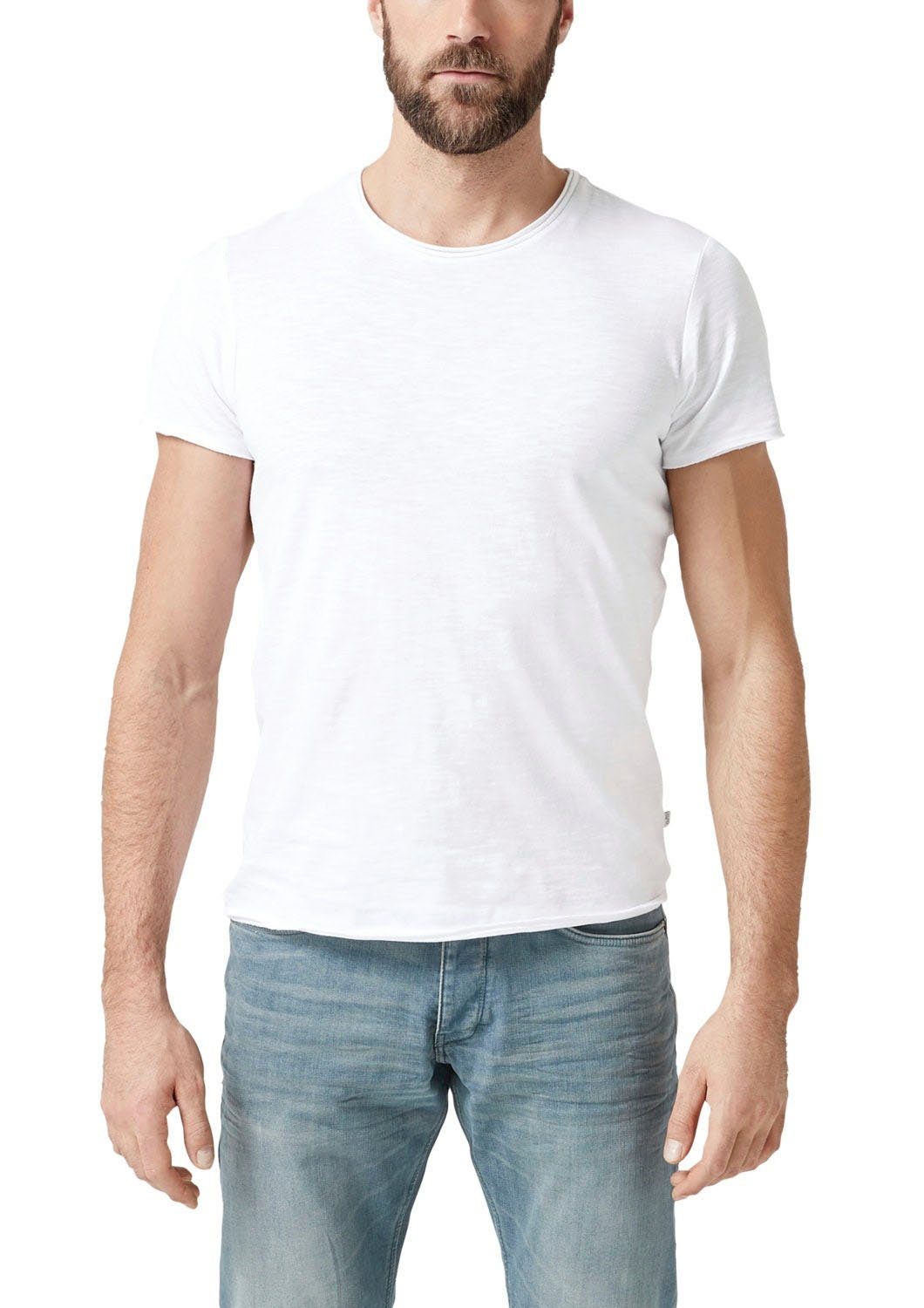 T-Shirt Rundhalsausschnitt mit QS weiß