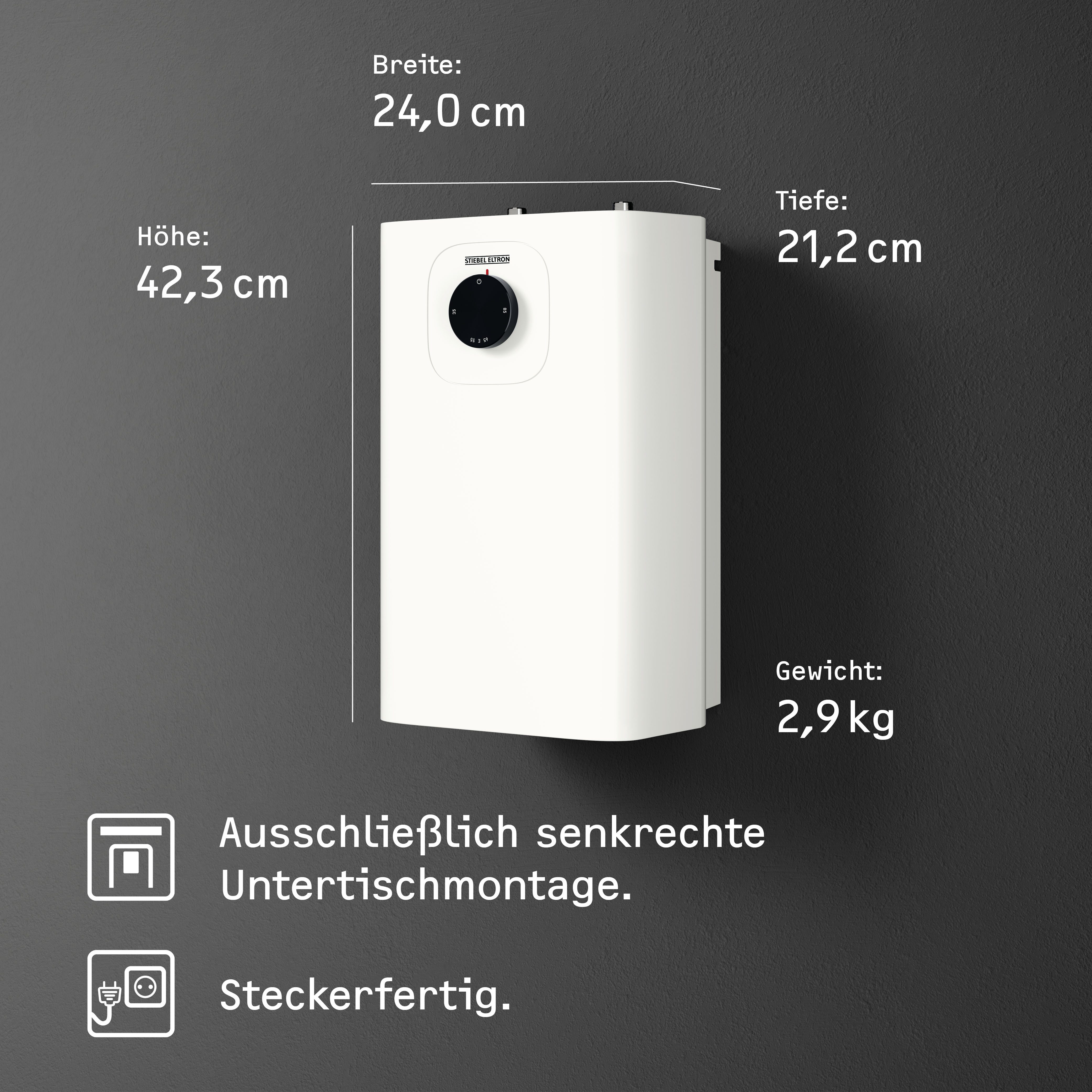 STIEBEL ELTRON Untertischspeicher UFP 5 Trend, (max. 85°C) (Set), 5 l, Niederdruck, mit Stecker, inkl. Temperierbatterie TWS-W