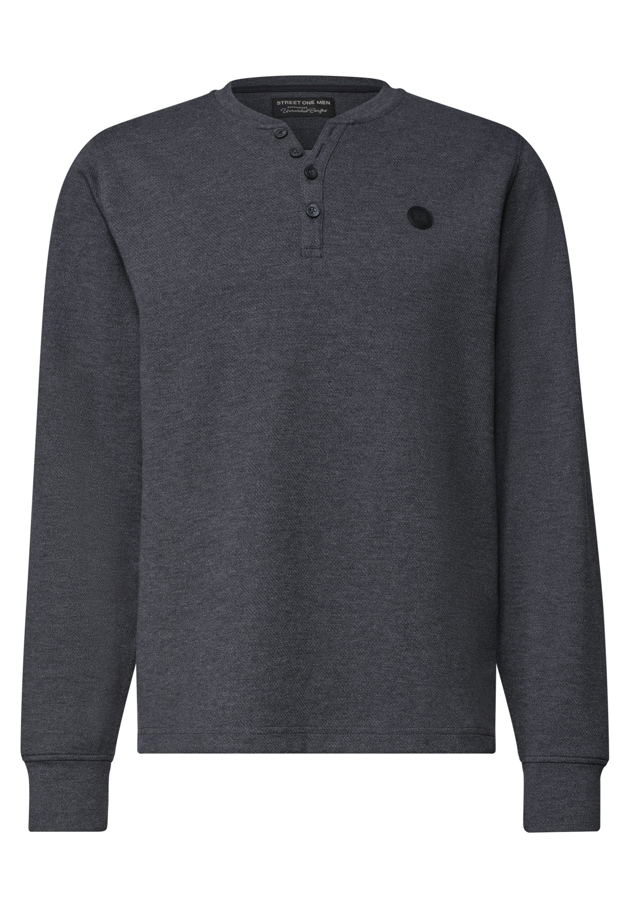 STREET ONE MEN Langarmshirt im Melange Look – Bild 4 von 5