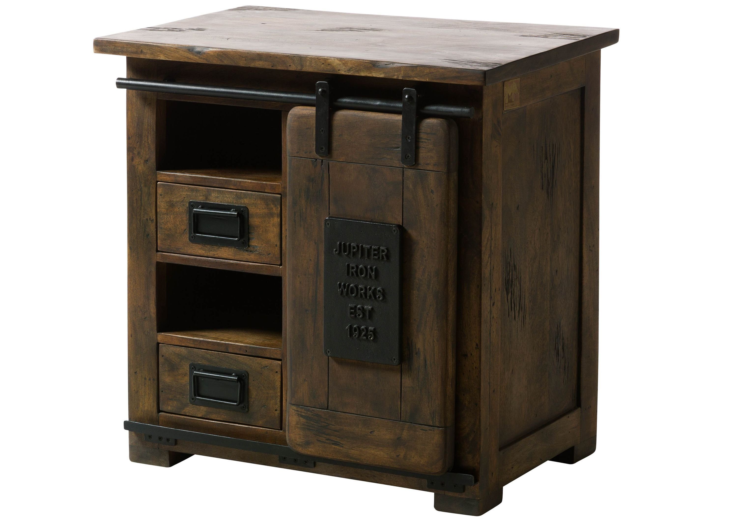 Massivmoebel24 Kommode (Massivholz), Kommode Mango 70x45x70 braun lackiert RAILWAY #423