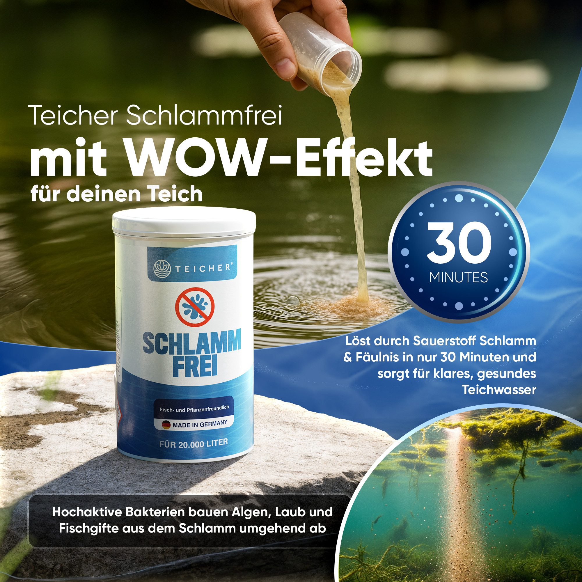 Teicher Teichpflege Teichschlamm Entferner – Natürliche Reinigung mit Sauer günstig online kaufen