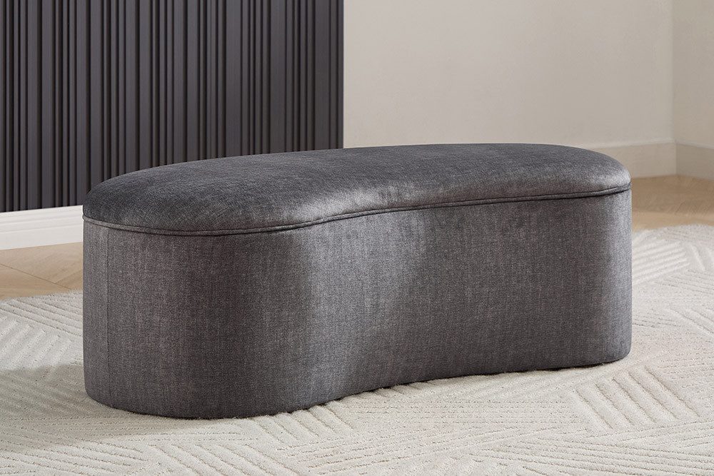 riess-ambiente Sitzbank ELEMENTAL 120cm graphit grau – Samt, mit Stauraum, organische Form (Einzelartikel, 1-St), Extravagante Sitzbank - ideal für Wohn- und Schlafzimmer oder Flur