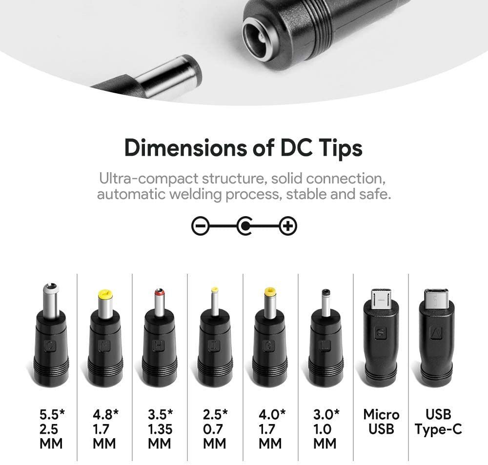 HKY 5V 3A Universal USB Kabel Netzteil Ladegerät mit 9 Steckers DC Adapter Notebook-Netzteil (MEDION AKOYA E2228T E2216T MD99940 MD 99940 Lenovo)