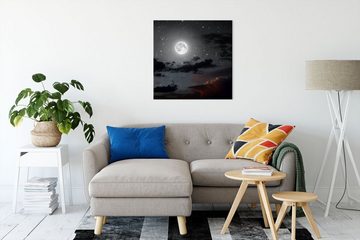 Pixxprint Leinwandbild Leuchtender Mond am Nachthimmel, Leuchtender Mond am Nachthimmel (1 St), Leinwandbild fertig bespannt, inkl. Zackenaufhänger