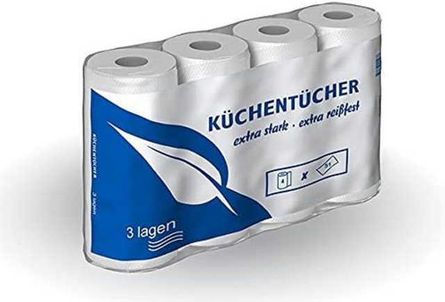 HCR Hygiene Papierküchenrolle 32 Küchenrollen Küchentücher Küchenpapier 3 lagig Zellstoff (4-St)