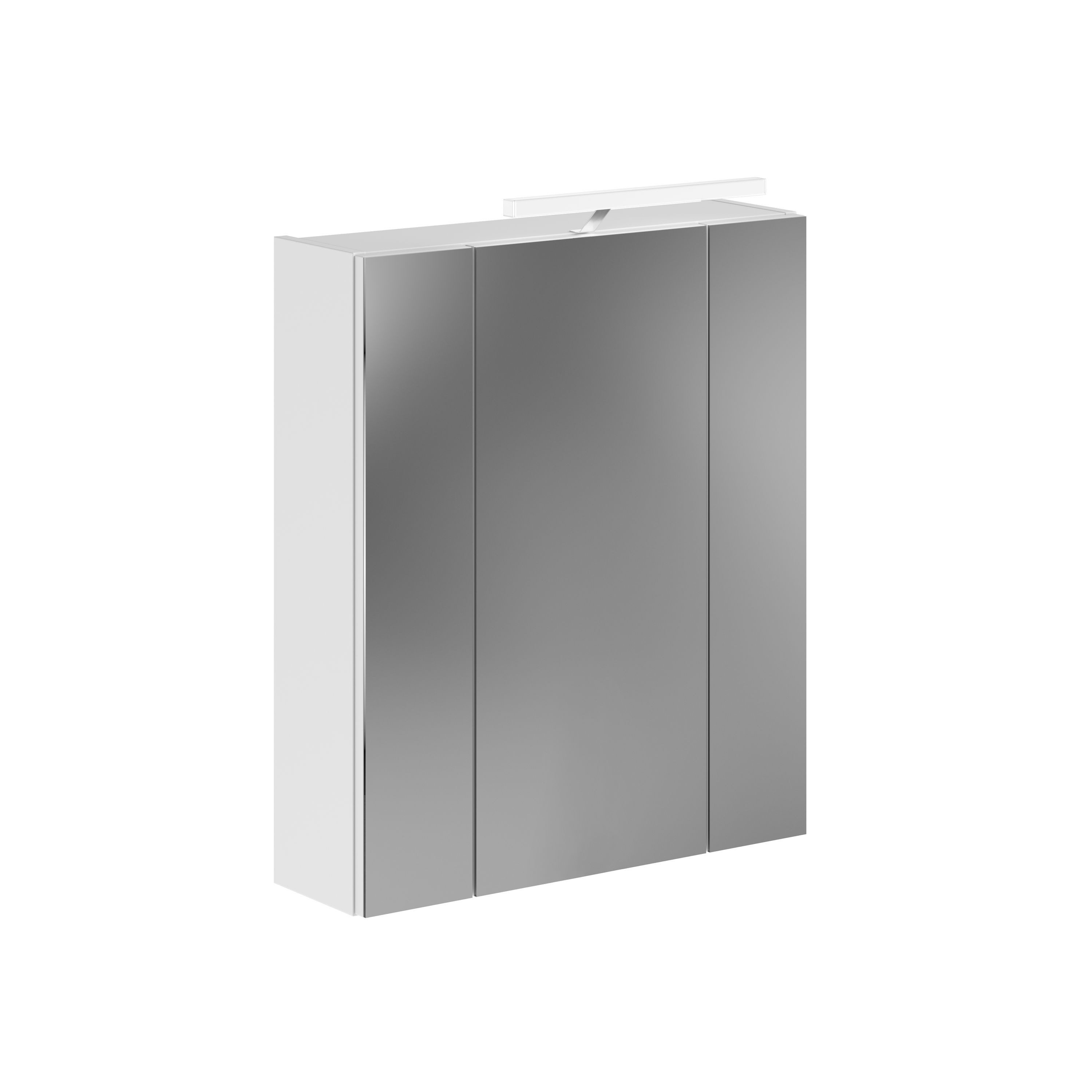 xonox.home Spiegelschrank (2tlg. Set bestehend aus Spiegelschrank, Badaufsatzleuchte) Spiegelglas Weiß Melamin 60x71x19 cm