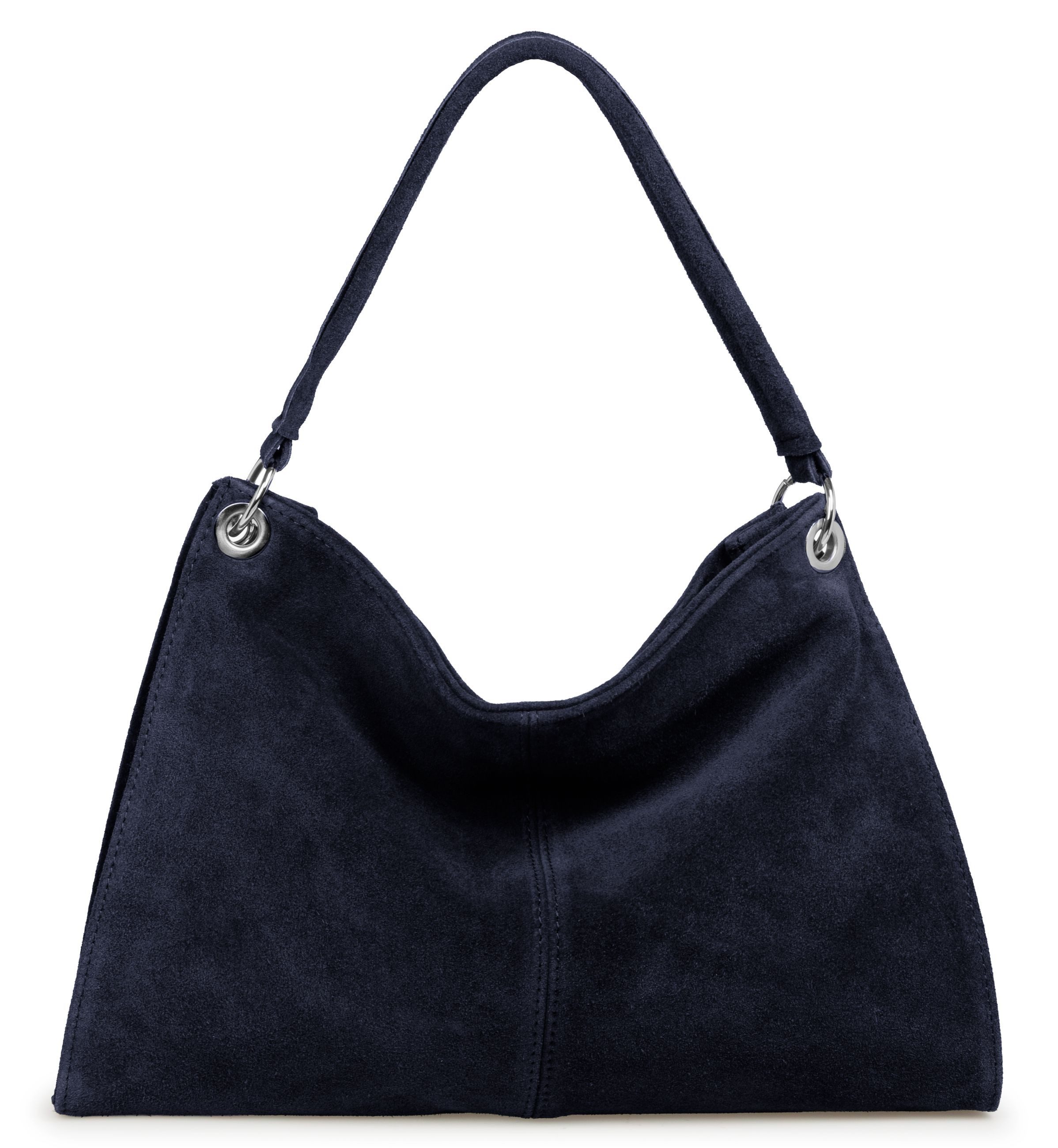 Caspar Schultertasche Damen Veloursleder Handtasche Klassisch - PREMIUM LINE - Modell No.838, 100% italienisches Leder, samtig weich, angenehmer Tragekomfort