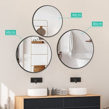 Boromal Wandspiegel Spiegel Flur 40cm breit Rund Schwarz Klein Rahmen Schlafzimmer Kommode, für Badezimmer Waschtisch Wohnzimmer Schlafzimmer Esszimmer Eingänge