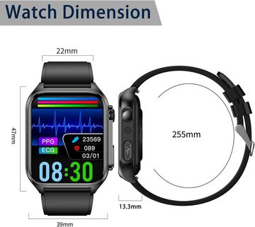 DigiKuber Smartwatch (1,96 Zoll, Android, iOS), mit EKG & Zifferblatt/Anruf Annehmen, 320 x 386 wasserdichte, SpO2