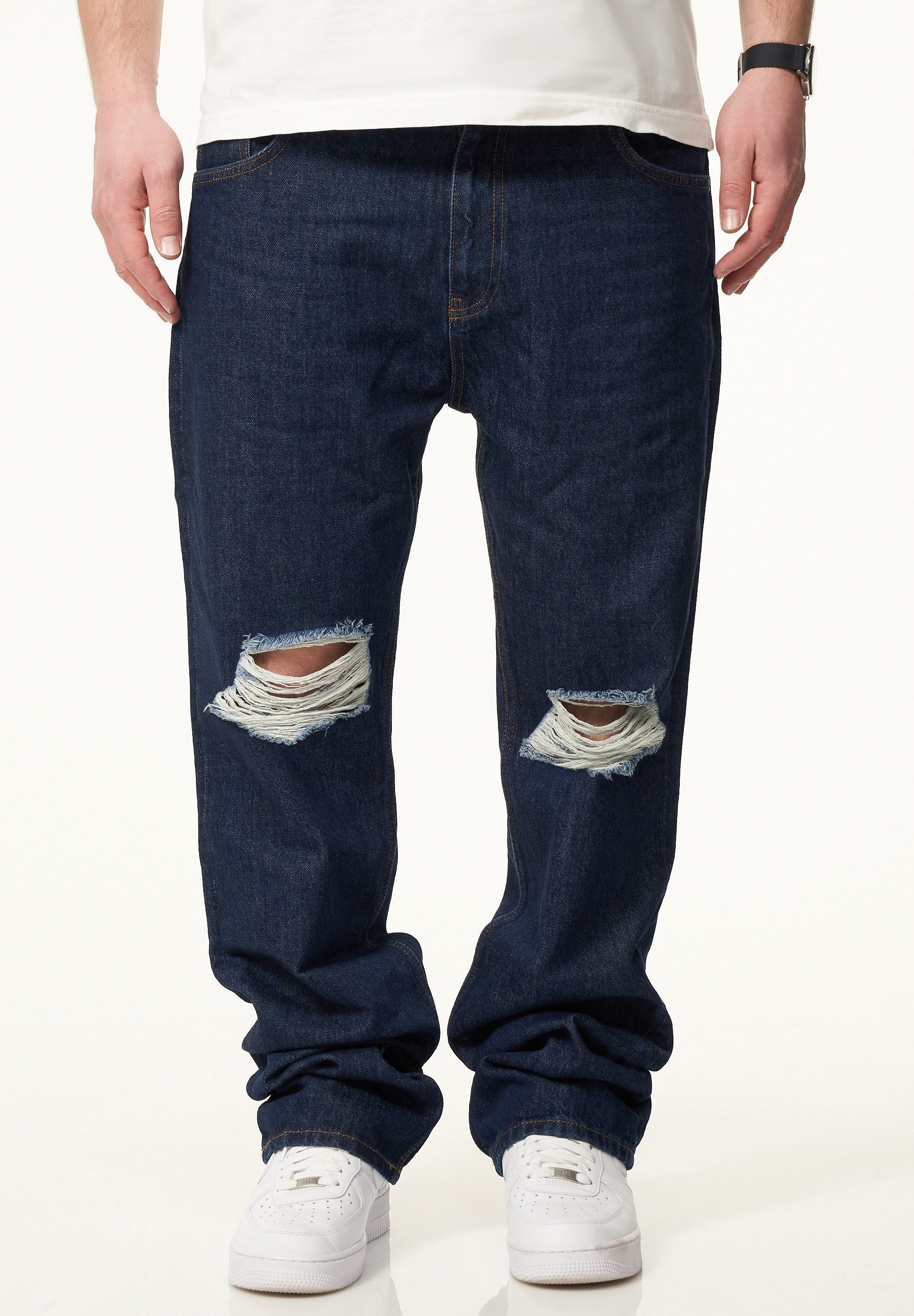 DAILY COTTON Straight-Jeans DCPARADERA Herren Lange Hose Jeans Ripped Straight-Fit