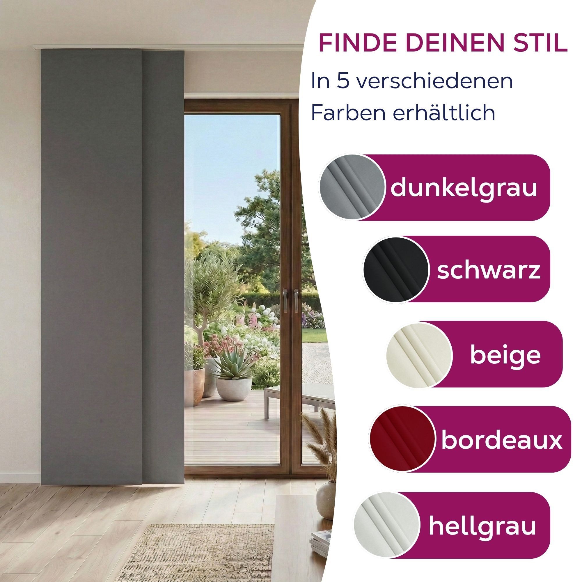 Beautex Verdunkelungsvorhang Blackout Schiebegardine blickdicht Maße 60x245 cm (1 St), blickdicht, verdunkelnd und lichtundurchlässig, inkl. Zubehör – Bild 4 von 5