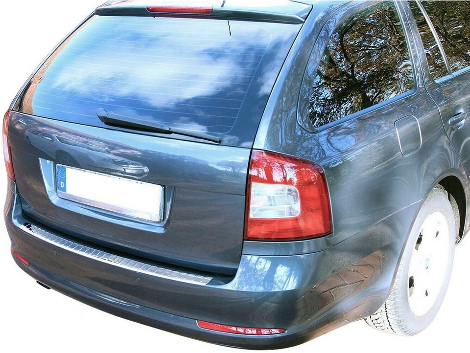 RECAMBO Ladekantenschutz, Zubehör für SKODA OCTAVIA II KOMBI, 2005-2013, Edelstahl  chrom poliert, mit Abkantung | Abdeckblenden