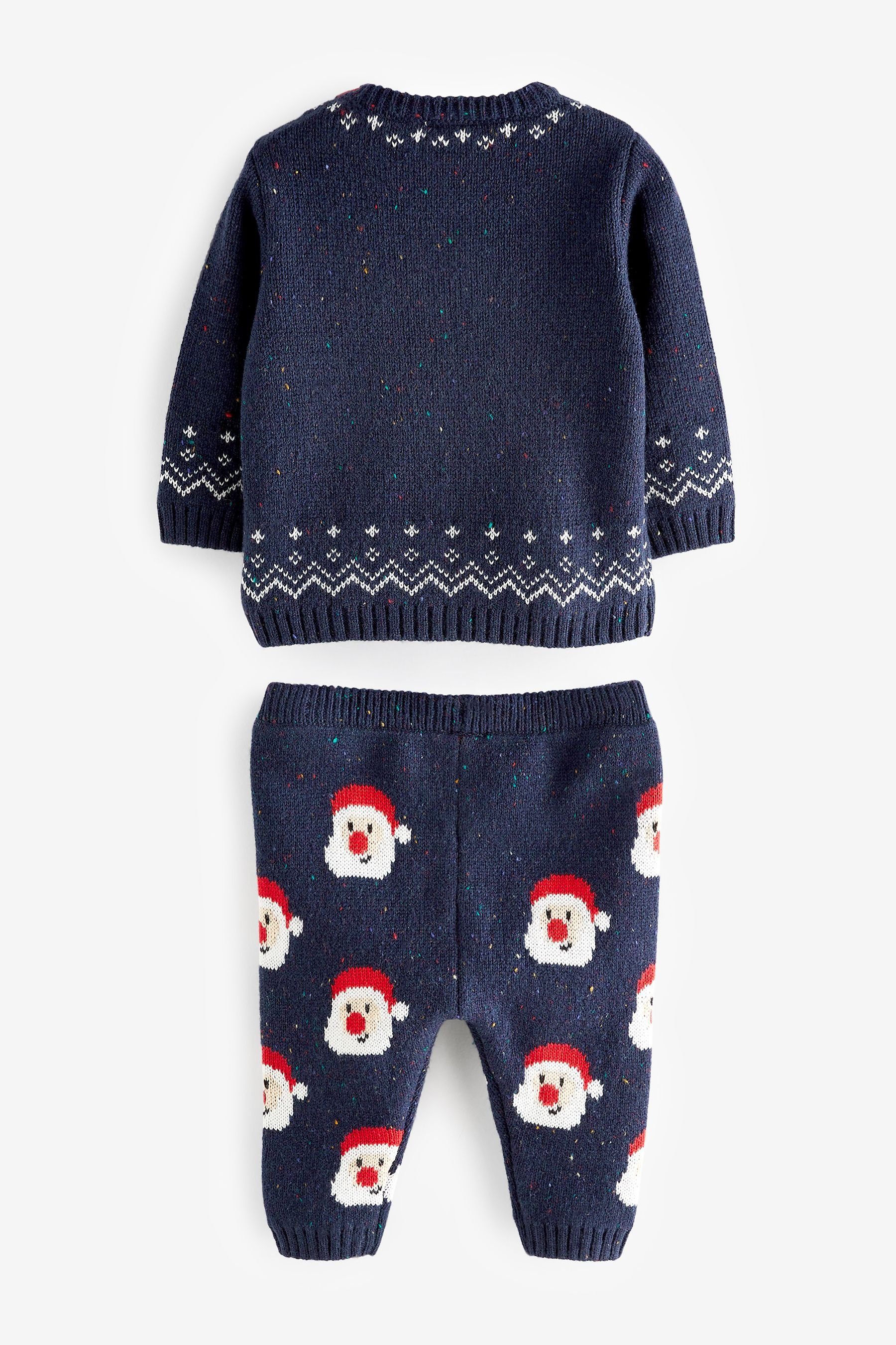 Next Rundhalspullover Baby-Strickset mit Pullover und Santa Navy Blue (2-tlg) Leggings