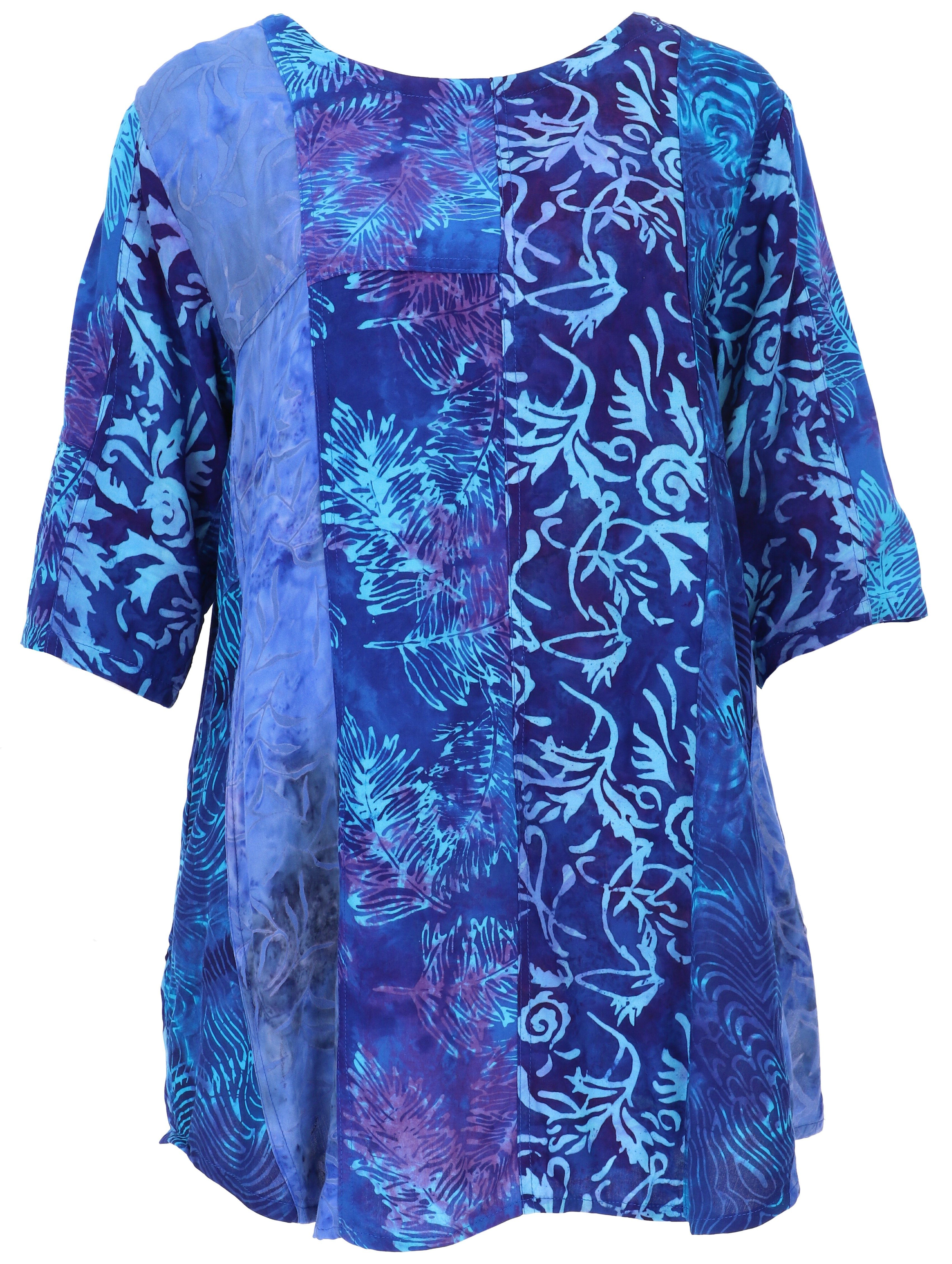 Guru-Shop Longbluse Lockere Patchwork Boho Bluse mit.. alternative Bekleidung