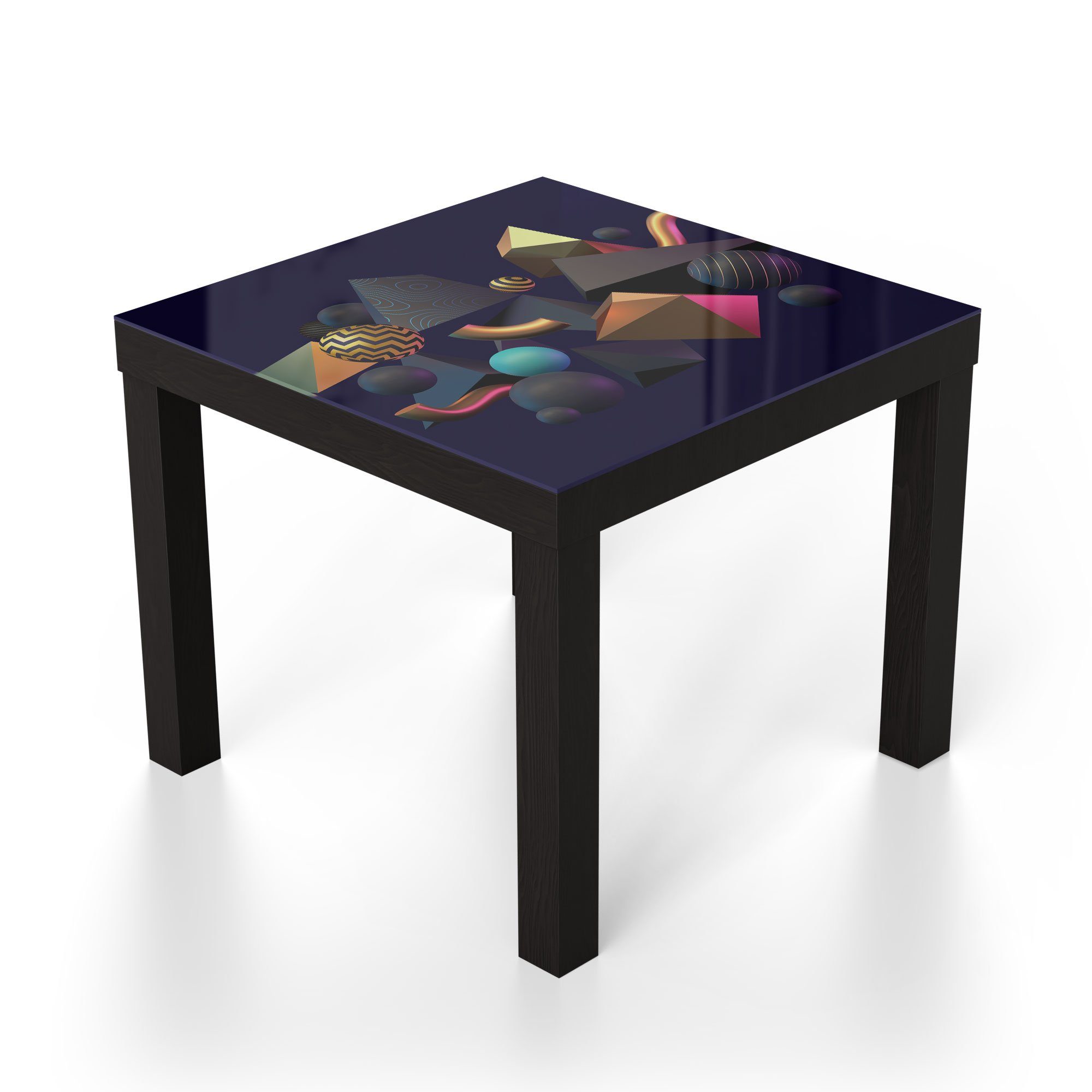 Schwarz modern 'Sammlung Formen', Glastisch Glas DEQORI Beistelltisch Couchtisch abstraker